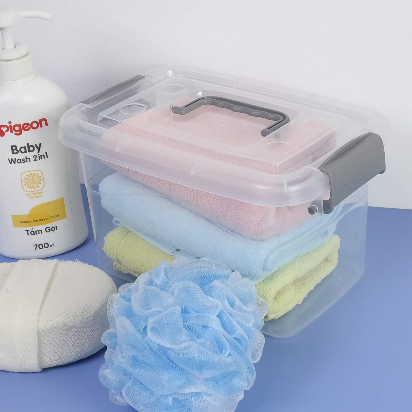 Joyeen Small Plastic Storage Totes, Clear Storage Boxes Set Of 6