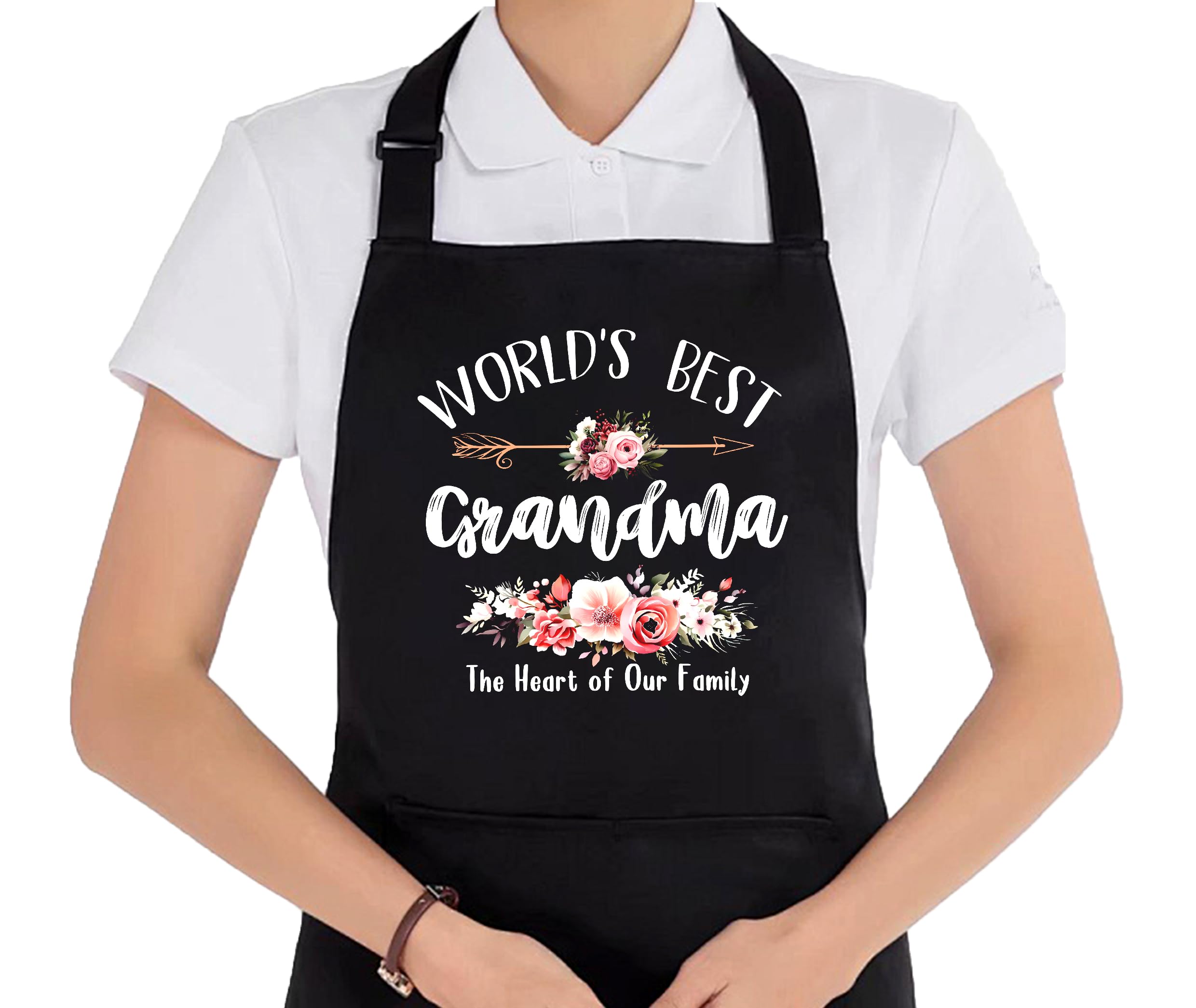 Uinwk WorldS Best Grandma Aprons For Women With Pockets, MotherS Day Gifts For Grandma From Grandkids, Grandmother Gifts Water