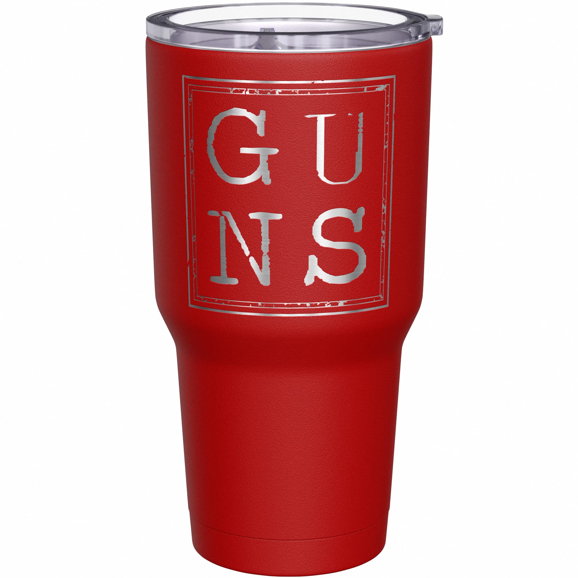 We The People Holsters - G-U-N-S - Coffee Tumbler - American Flag Coffee Travel Mug - Engraved Tumbler - Double Insulated Tumbler - 30 oz