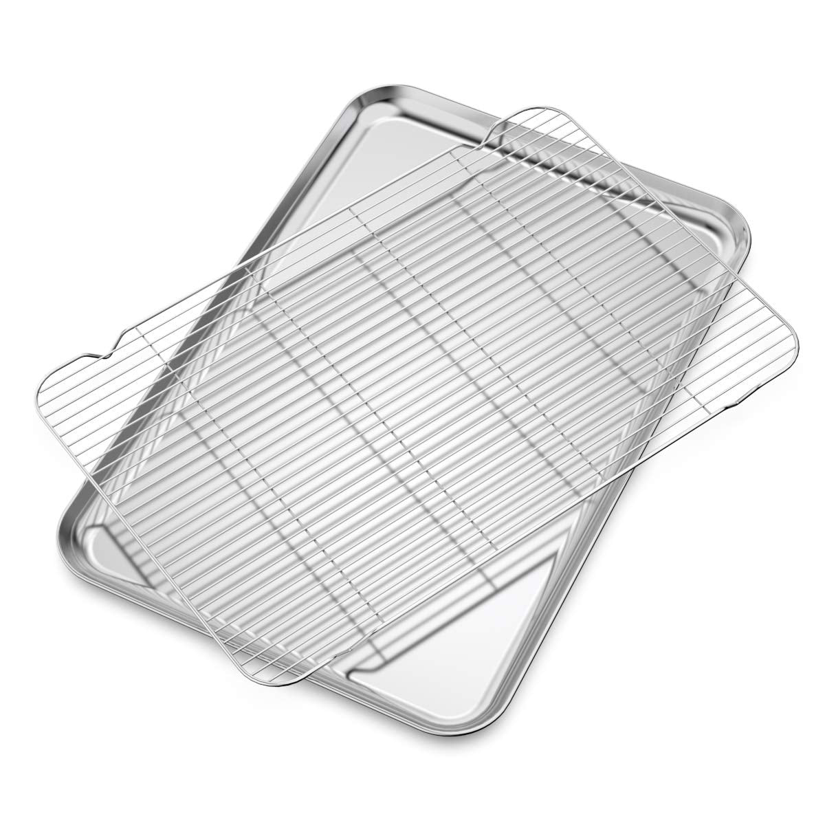 Large Set Baking Sheet And Cooling Rack Set, Bastwe 24L X 16W X 1H Inch Professional Bakeware, Healthy & Nontoxic & Rustproof &