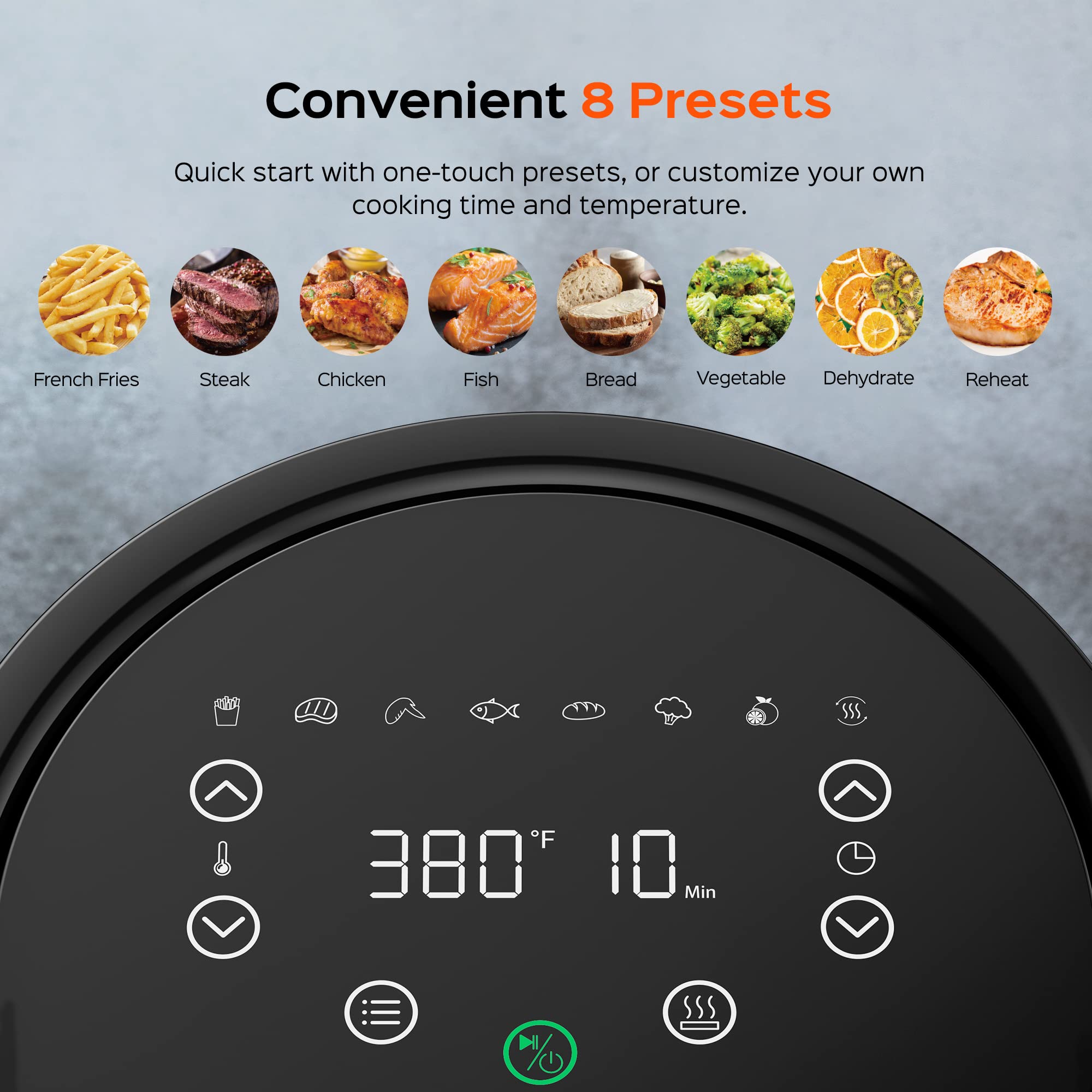 Dreo Air Fryer 4L, Black - 9-in-1 Digital Cooker, Stainless Steel, 450℉, 50 Recipes, Model DR-KAF002