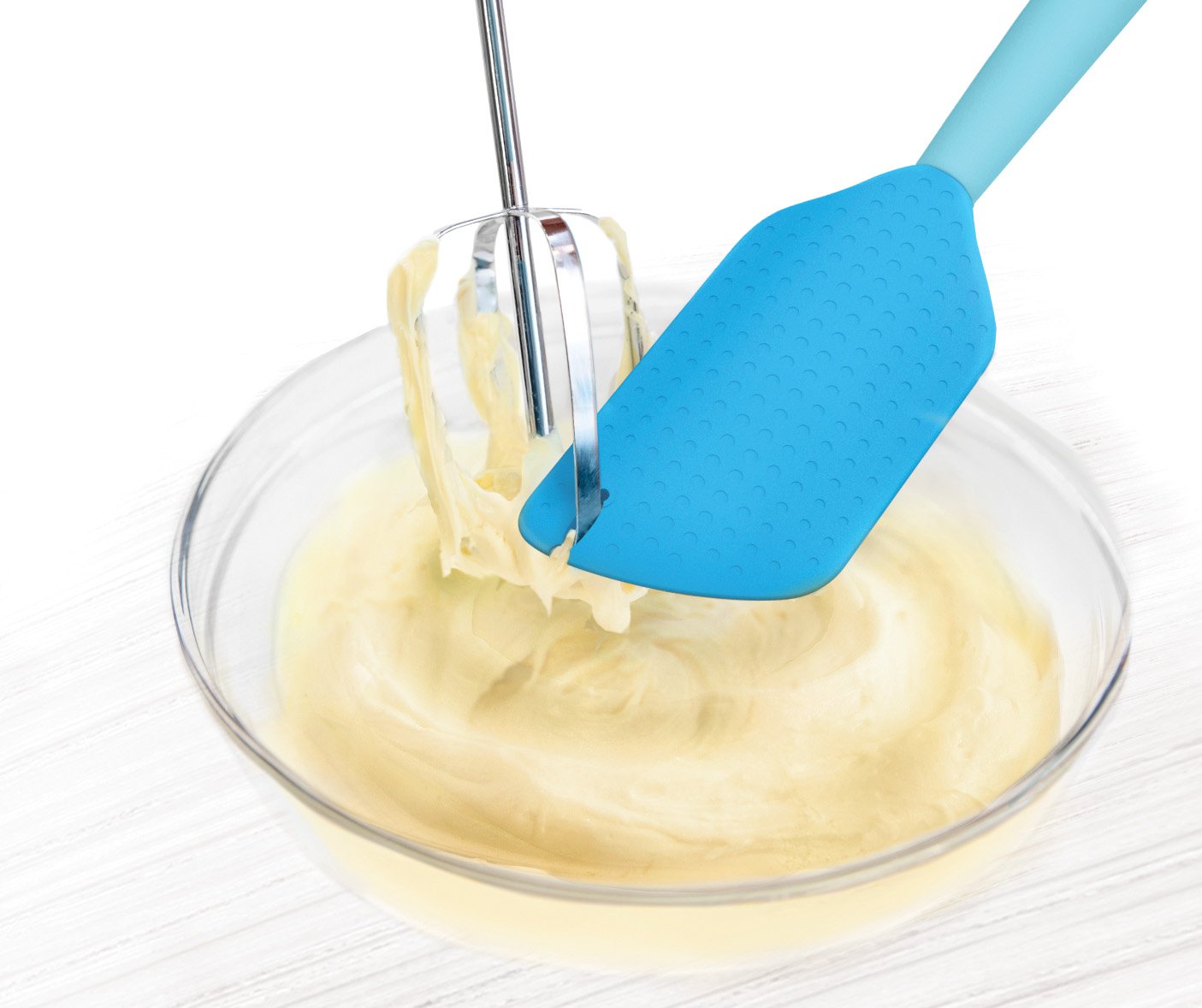 Talisman Designs 2 Piece Set, Bpa-Free Silicone Cookie Scoop And Scraper Spatulas Blue