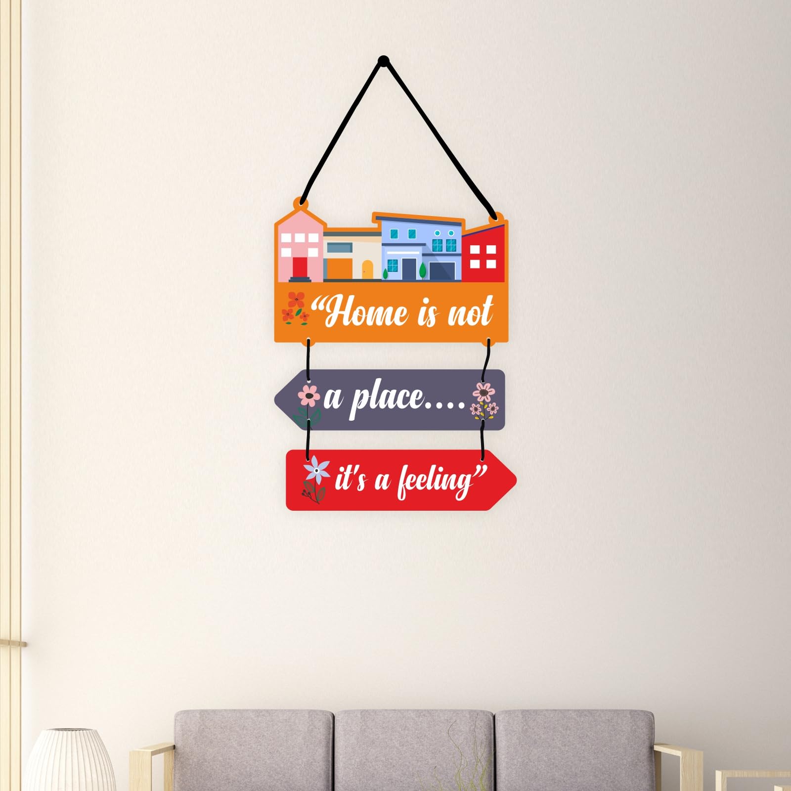 Cvanu Home Is Not A Place ItS A Feeling Quote Printed On Wooden Wall Hanging Board For Wall Decoration (16Inchx12Inch)_W135