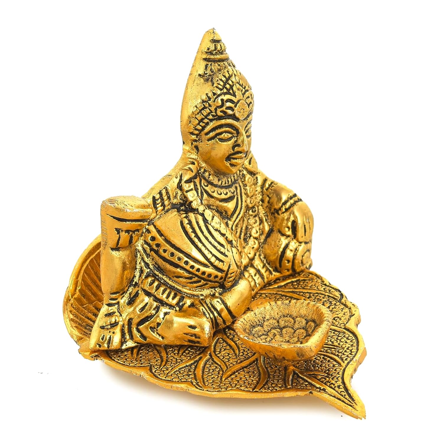 Kitlyn Dhan Kuber Statue With Diya Stand, Mata Lakshmi With Ganesh Silver Pooja Coin, Diwali Pooja Religious Idol & Figurine (Me