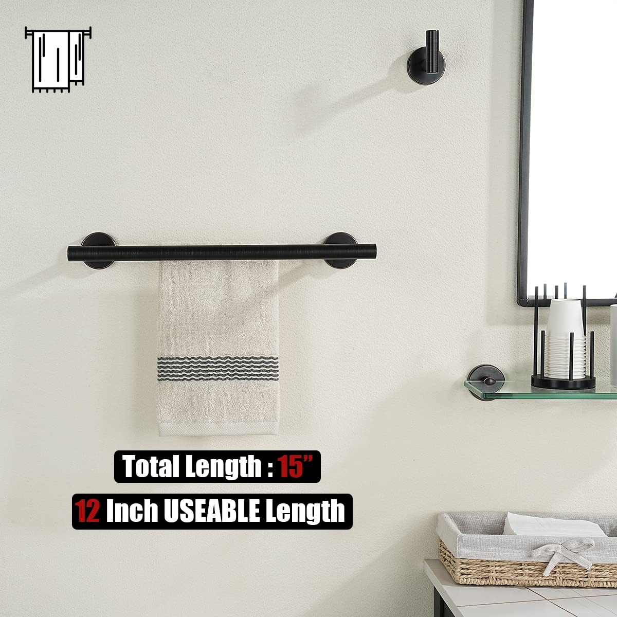 Jqk Double Towel Bar Oil Rubbed Bronze, 12 Inch 304 Stainless Steel Thicken 0.8Mm Towel Rack Holder For Bathroom Washcloths And