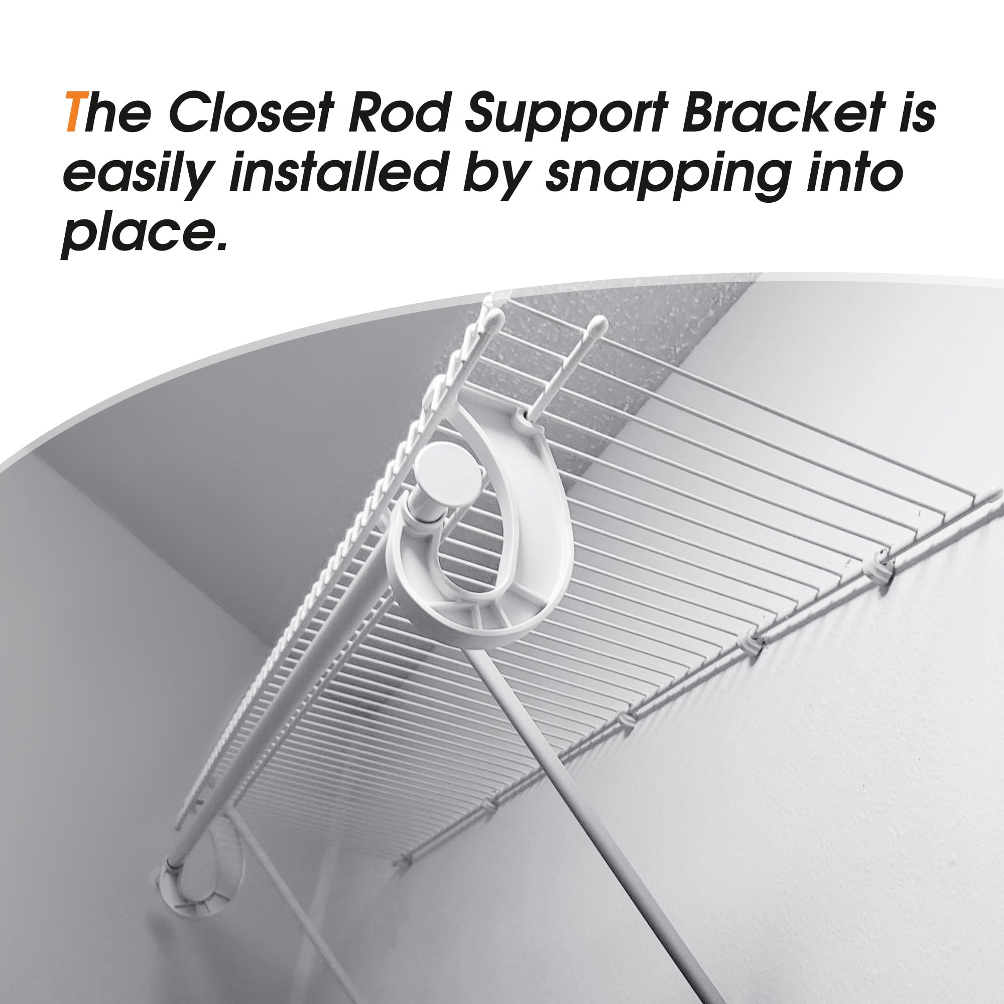 Moonoom 10Pcs Hanging Closet Rod Support,3/4 Closet Shelf Rod Holder,Sturdy J-Shaped Closet Brackets For Hanging Clothes,Cabinet