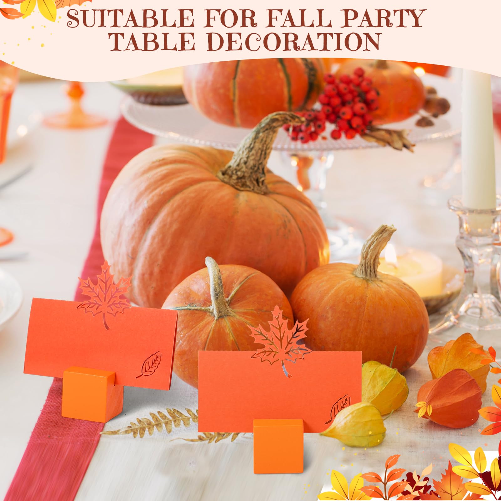 Humyoun 20 Set Thanksgiving Place Card Holder with Maple Leaves Table Name Card Wood Thanksgiving Table Number Stands Decoration