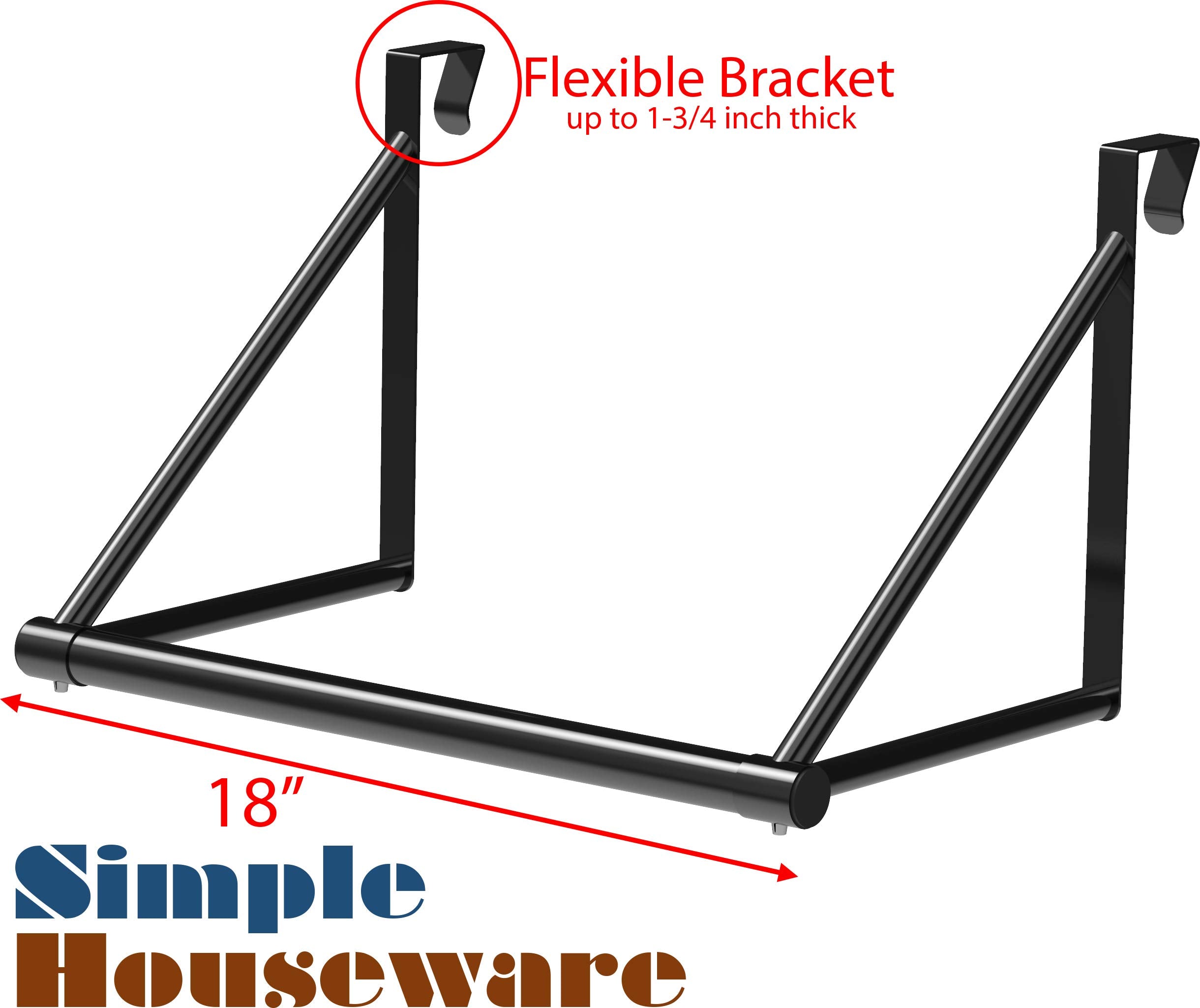 Simple Houseware Over The Door Clothes Hanging Rod  Black