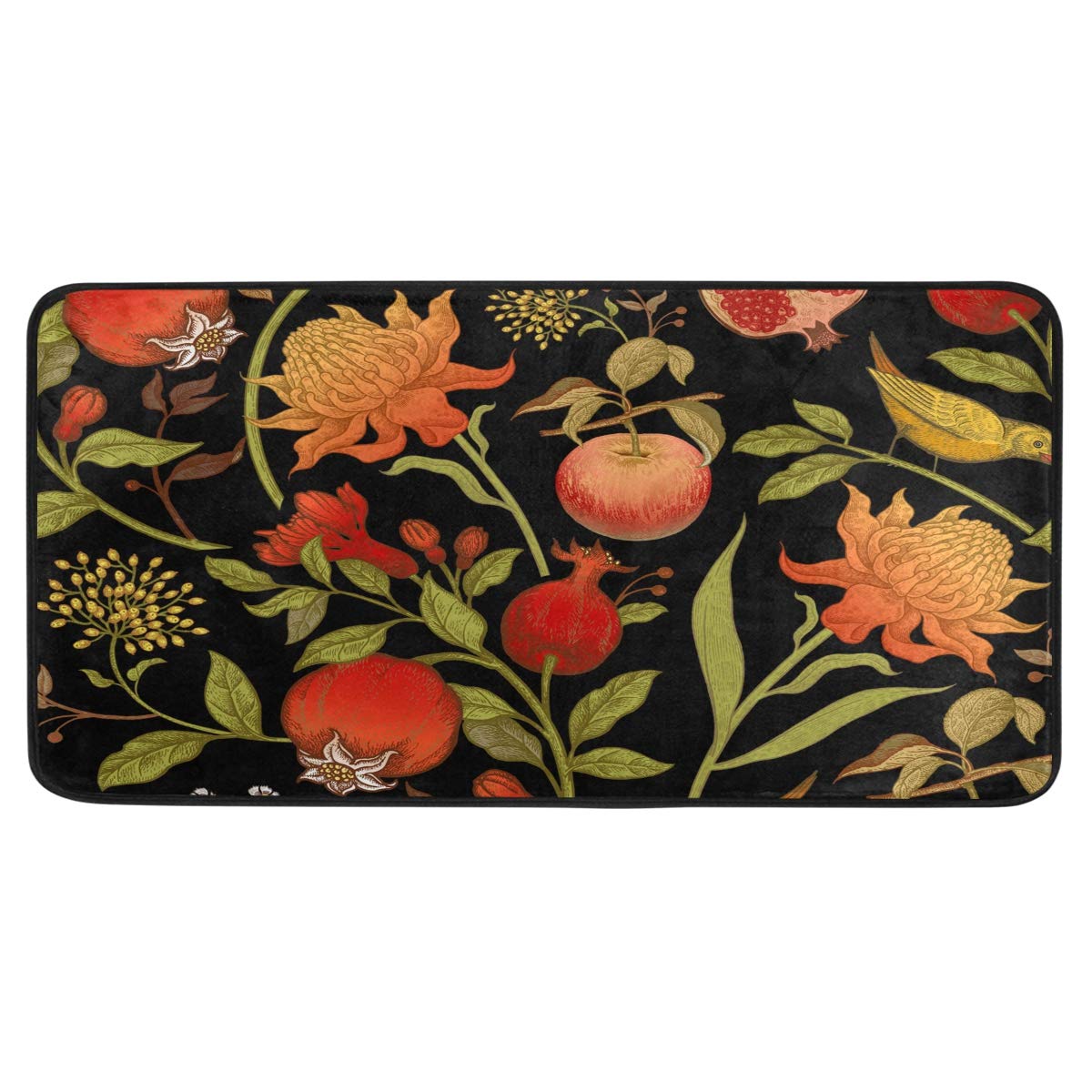 Susiyo Kitchen Mat Exotic Flowers Birds Fruits Kitchen Rug Mat Anti-Fatigue Comfort Floor Mat Non Slip Oil Stain Resistant Easy