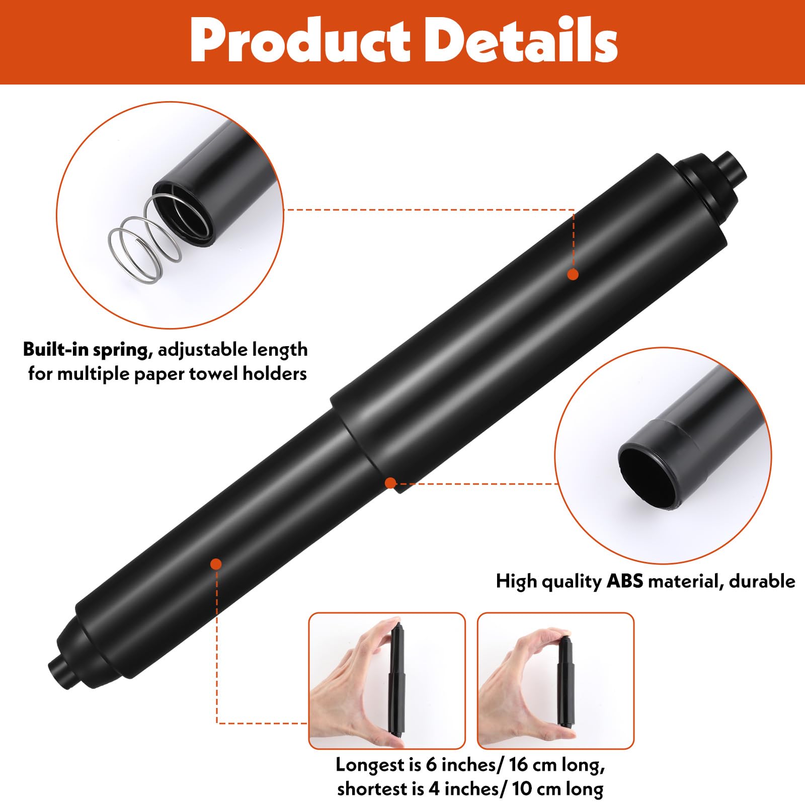 2Pcs Replacement Toilet Paper Holder Roller, Universal Toilets Paper Spring Rod, Adjustable Toilet Papers Roll Holder, Plastic T