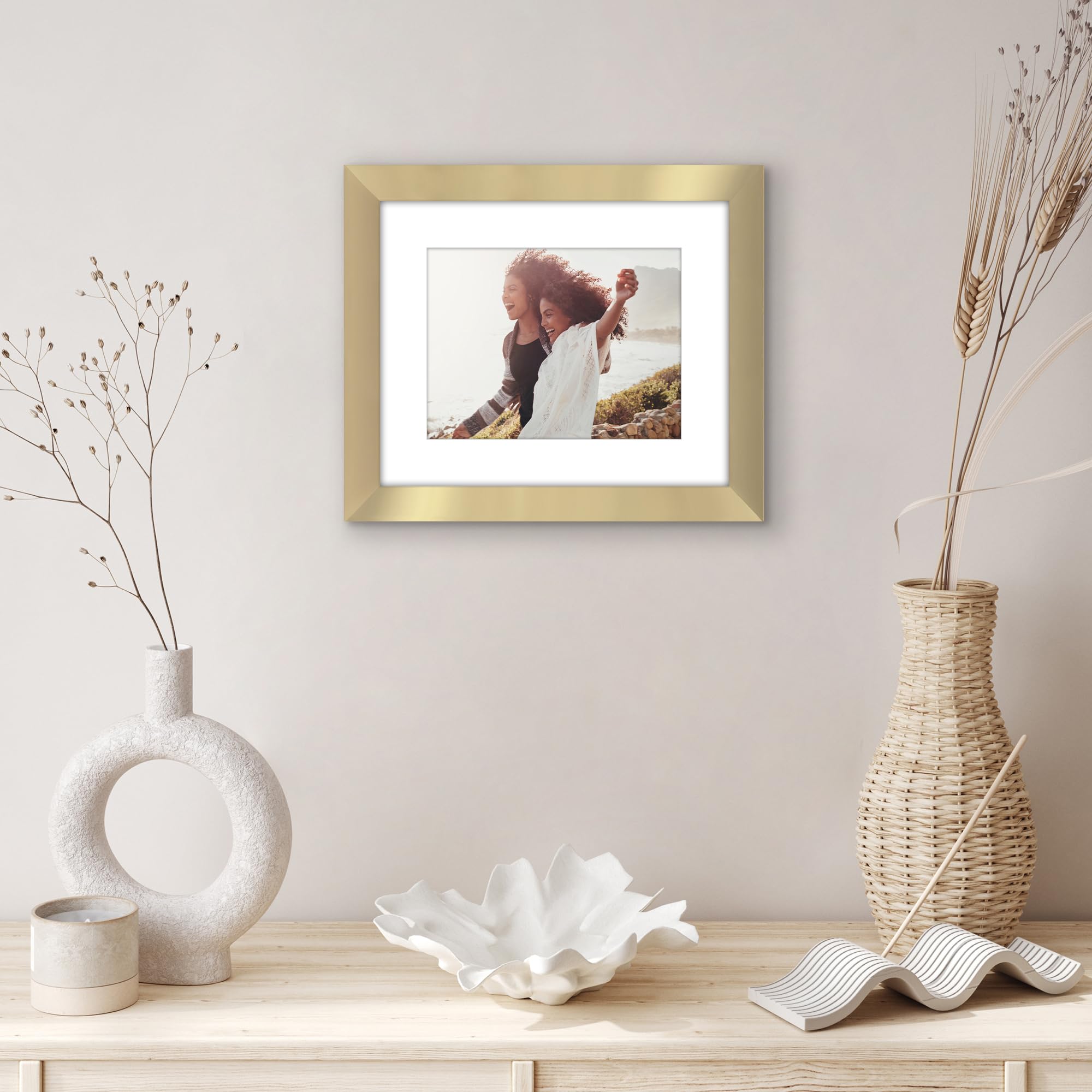 Americanflat 9x11 Picture Frame with Shatter-Resistant Glass - Use as 6x8 Frame with Mat or Display 9x11 Photo Without Mat - Hud