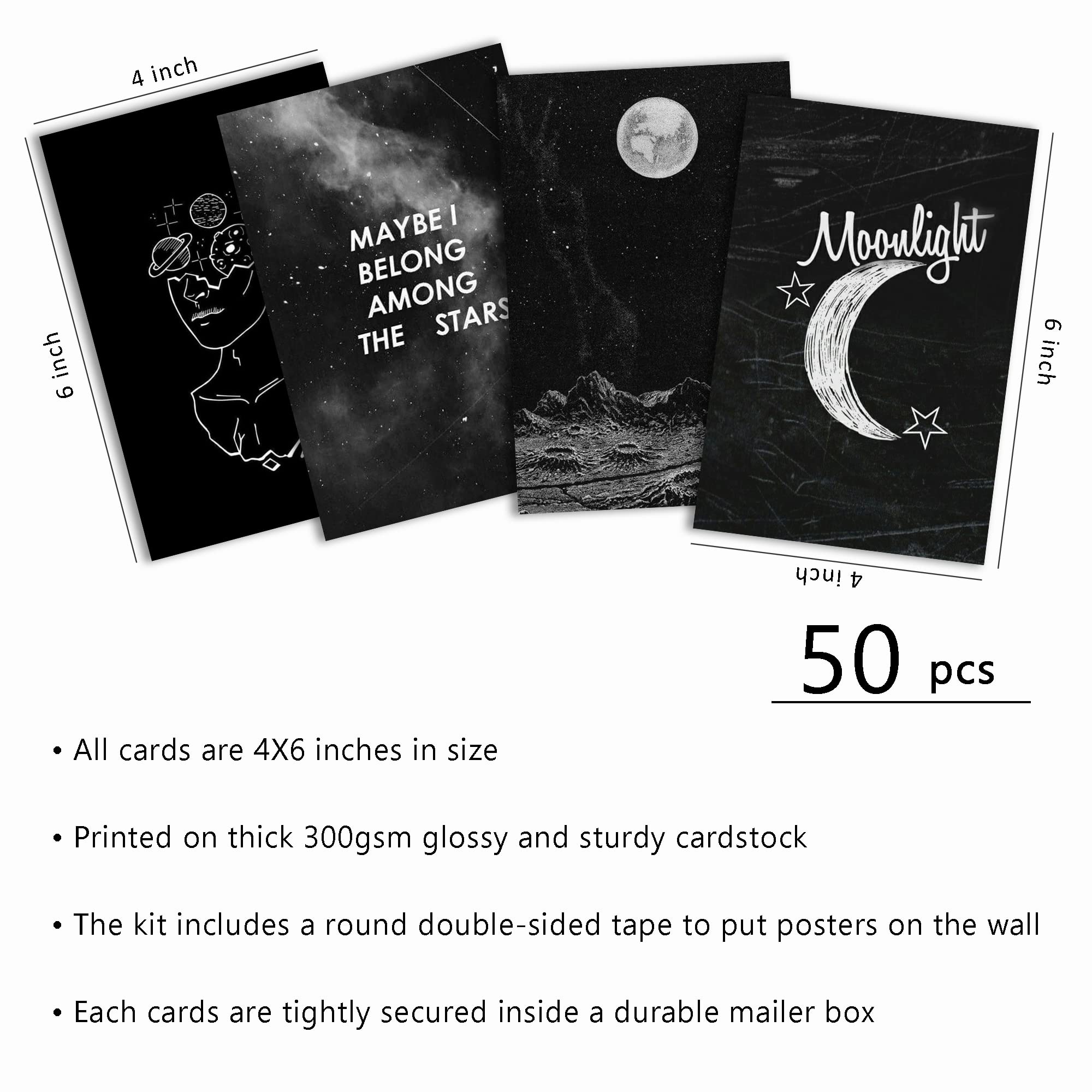 Wall67 Astronomy Wall Collage Kit Aesthetic Pictures, Moon Stars Photo Collage Kit Dorm Room Decor For Teen Boy Girl, Moonlight