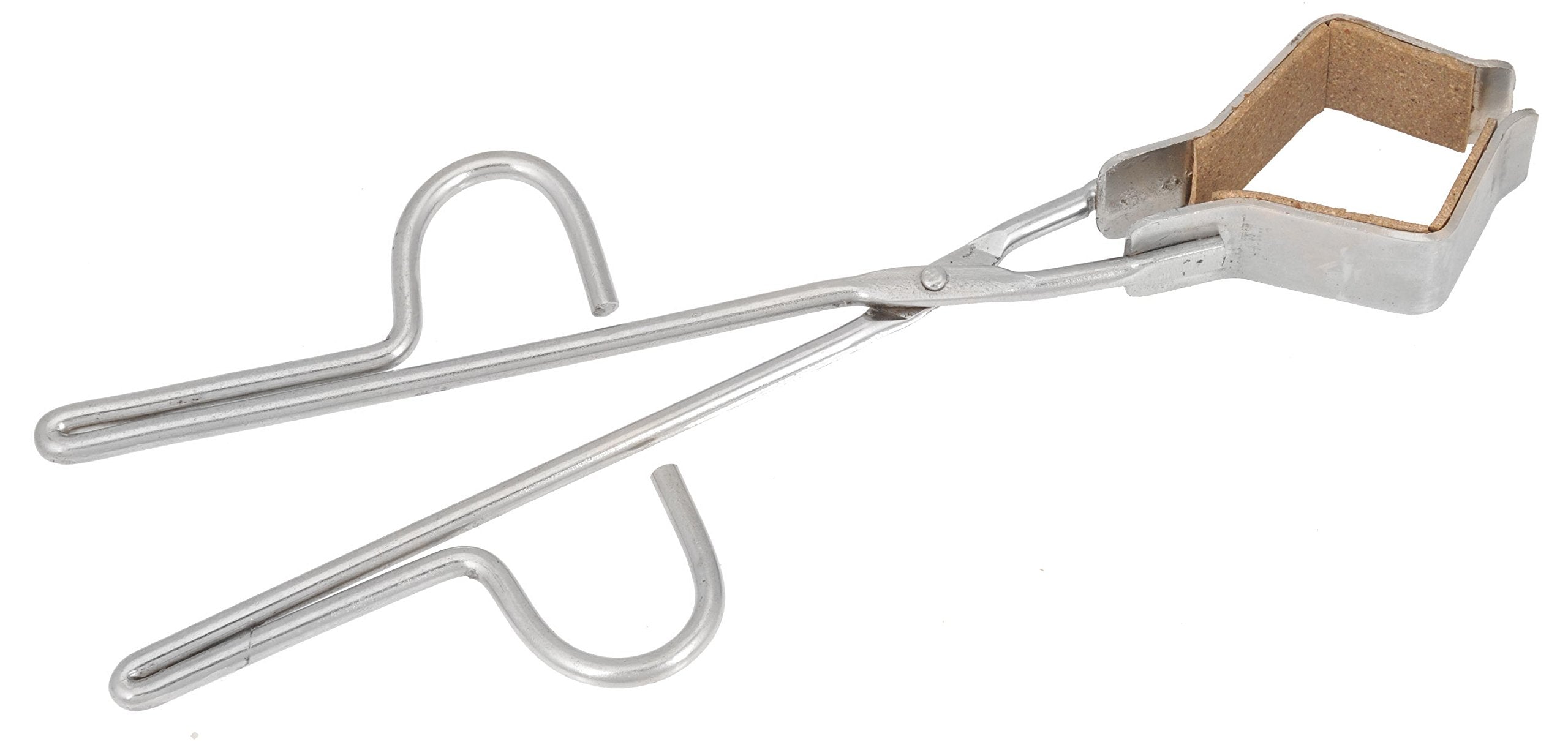 EISCO Heavy Duty Flask Tongs, 10 Long, Cork Lined Jaws, Stainless Steel