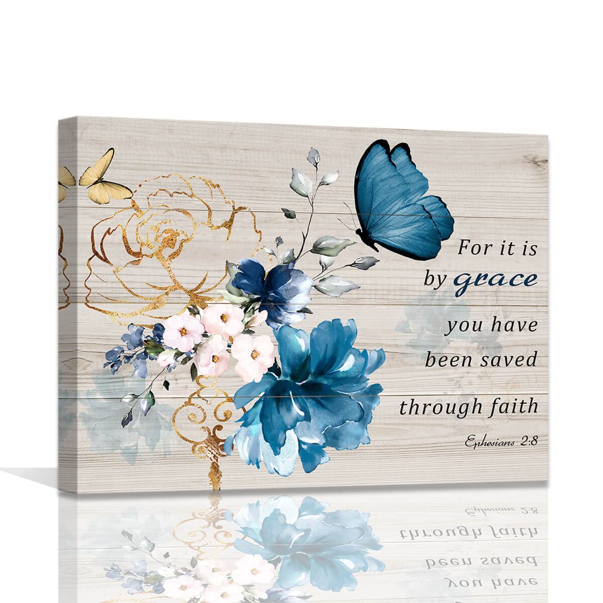 Butterfly Bathroom Decor Bible Verse Inspirational Wall Art Canvas Christian Home Decorations Blue Flower Prints Wall Pictures A