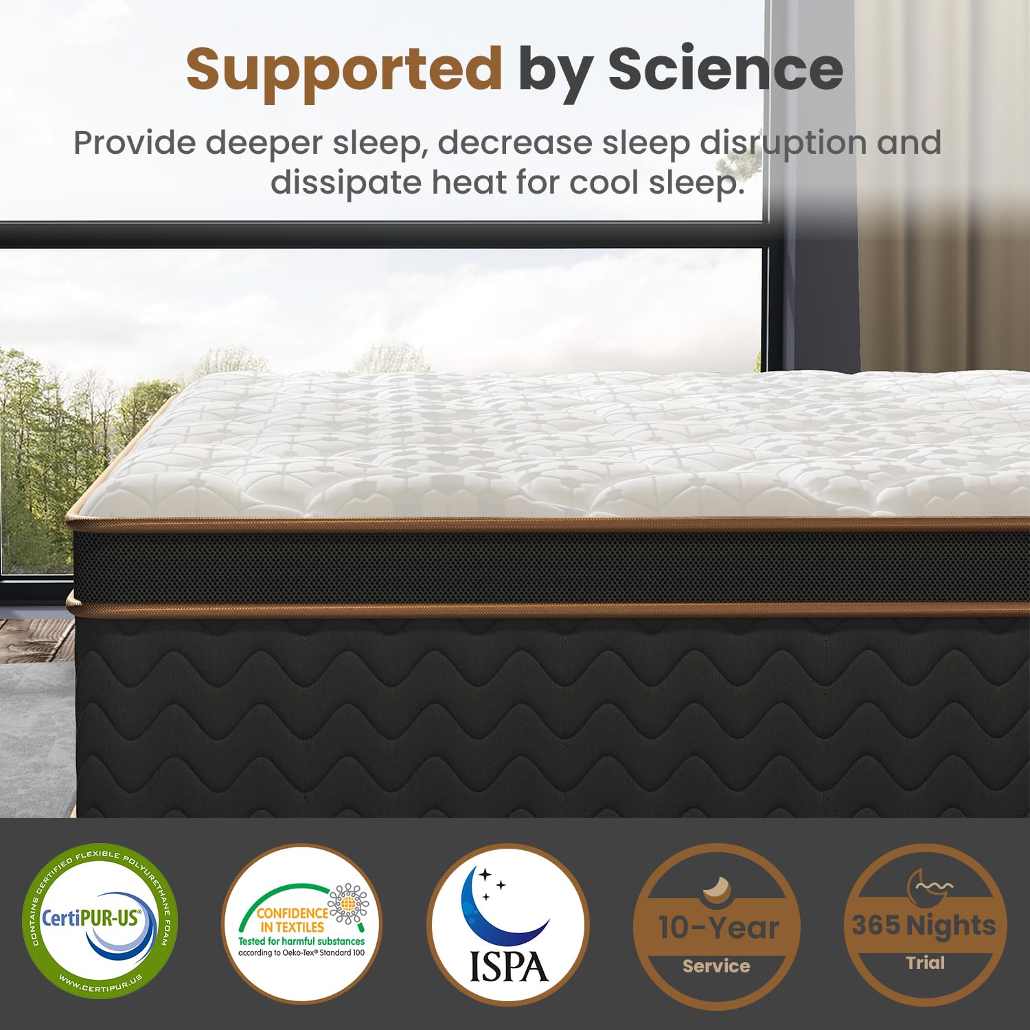 Twin Mattress, 10-Inch Deluxe Hybrid Mattress, Fiberglass-Free Memory Foam Mattress In A Box, Individual Pocket Spring-Motion Is