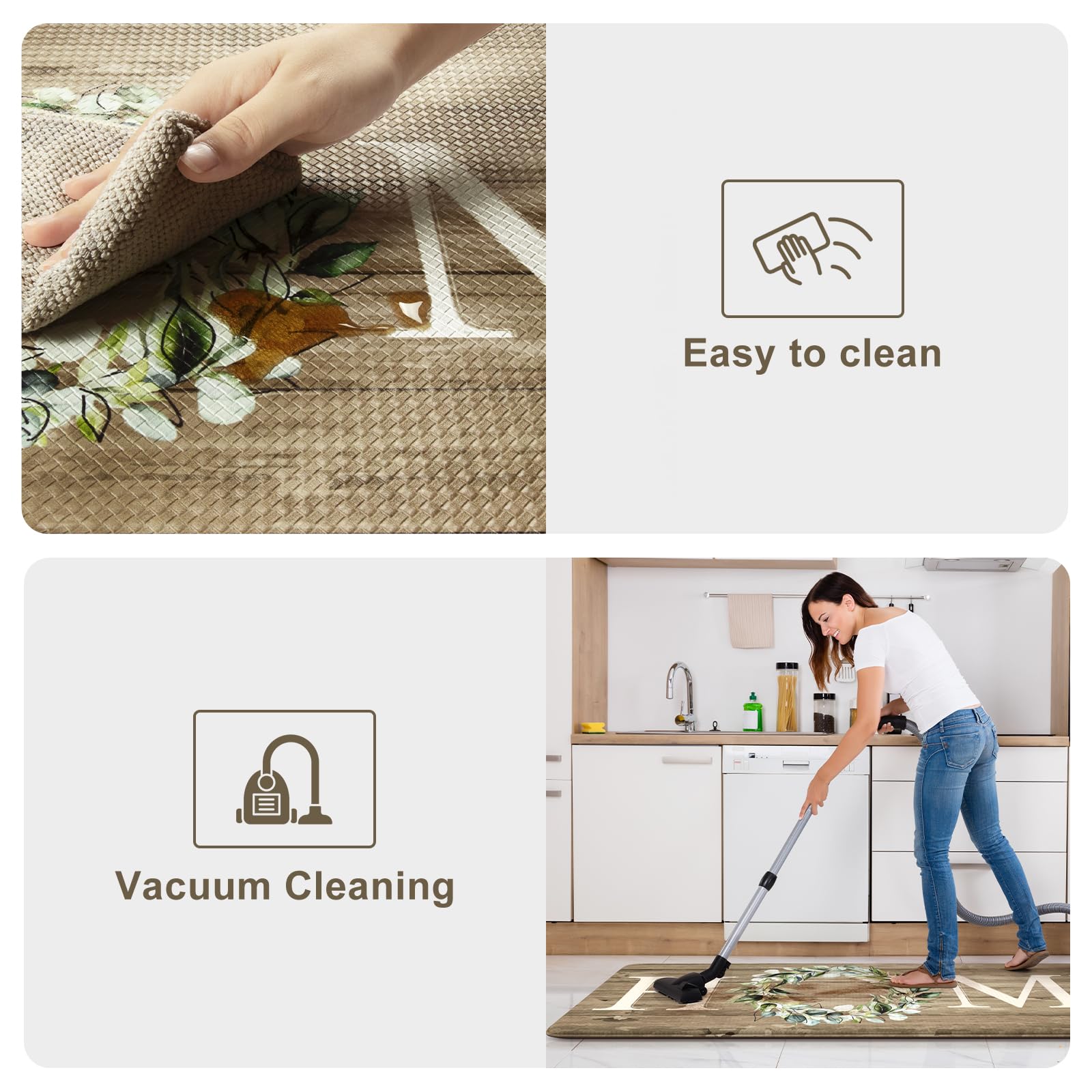 Kimode Kitchen Mats Cushioned Anti Fatigue, 17''X47''+17''X29'' Farmhouse Kitchen Rugs Sets Of 2, Non Slip Kitchen Mats For Floo