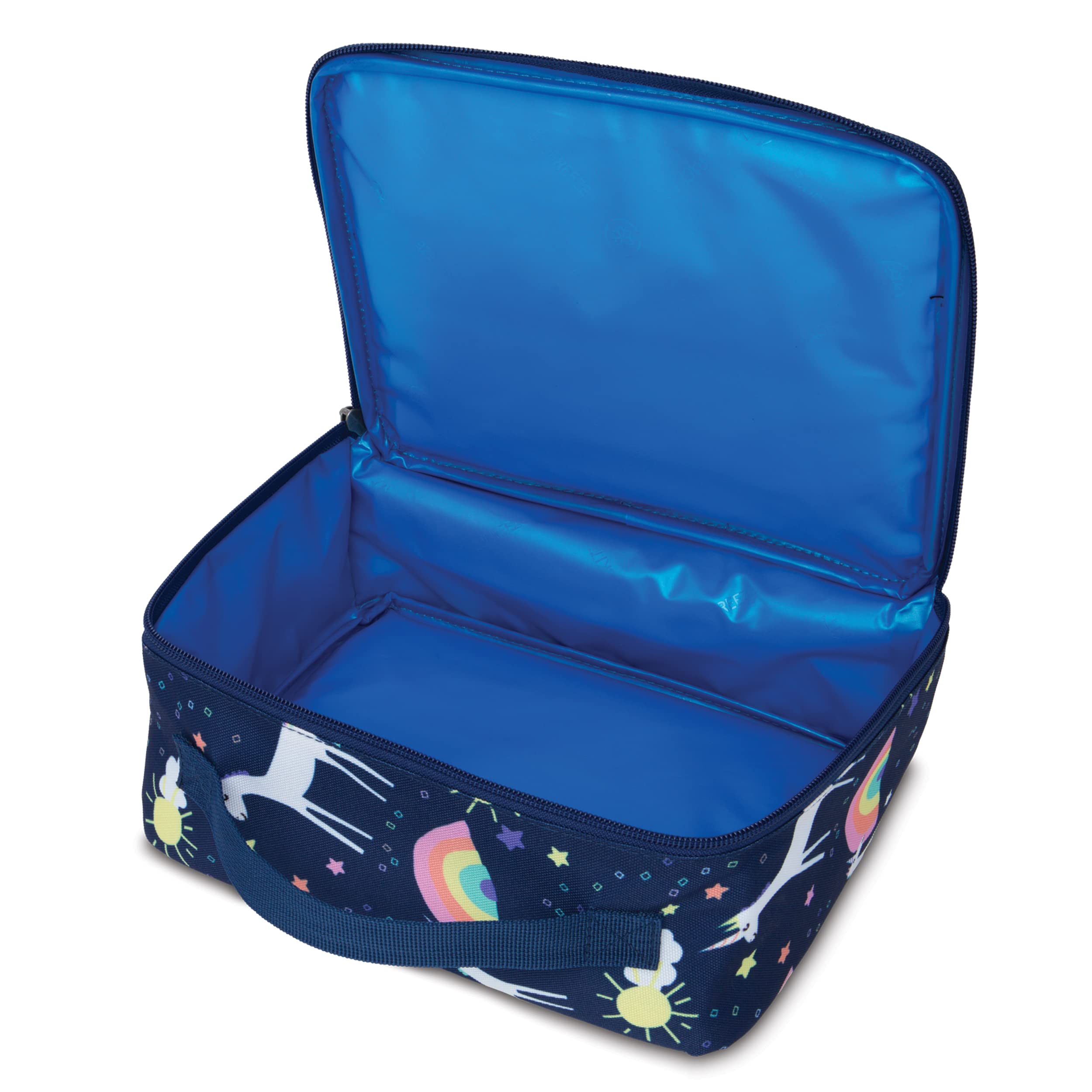 Packit Freezable Classic Lunch Box, Unicorn Sky Navy, Built With Ecofreeze Technology, Collapsible, Reusable, Zip Closure With Z