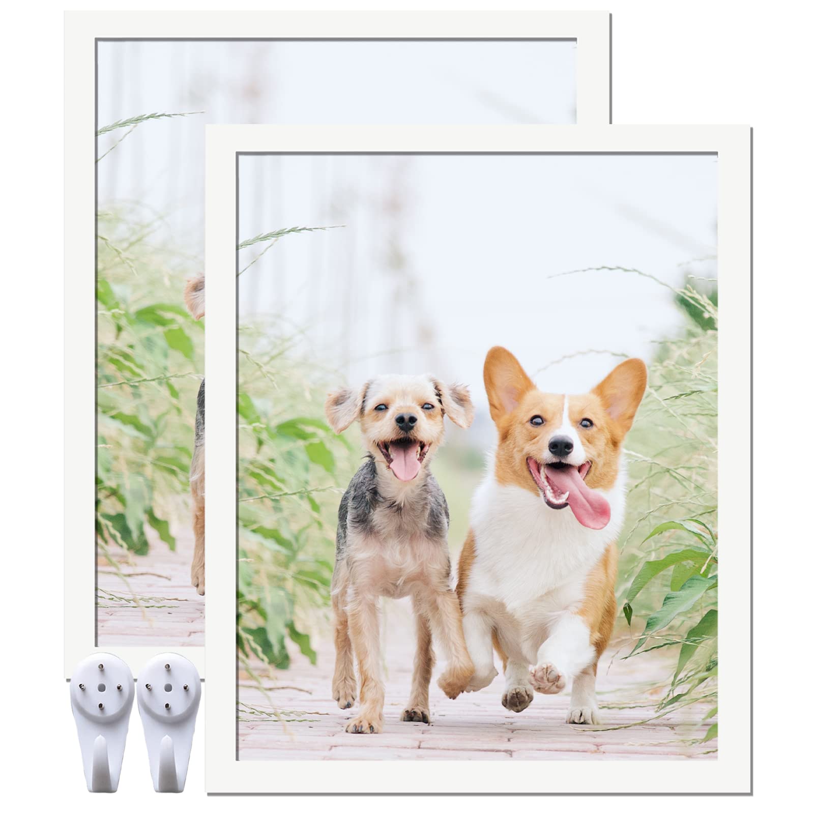 icariery White 8x10 Picture Frame Set of 2, High Transparent Picture Frames for 8 x 10 Photo Canvas Collage Poster Certificate W