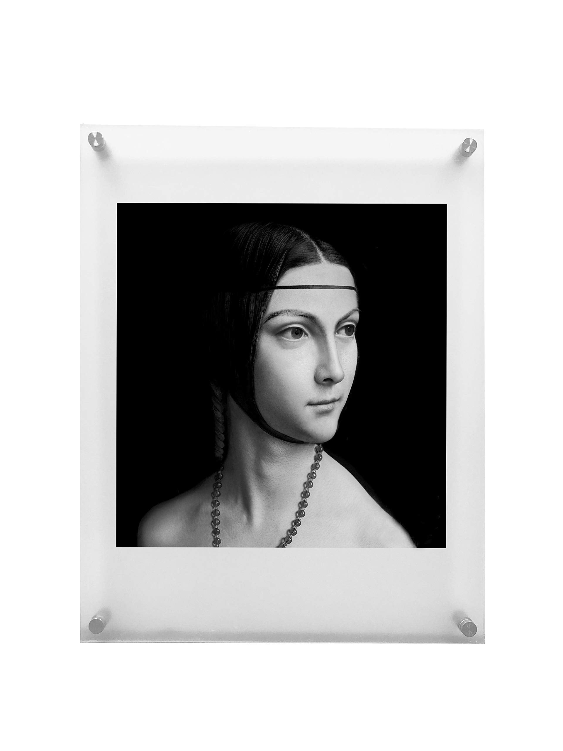 RY DISPLAY 11x14 Floating Acrylic Picture Frame with Chrome Standoff Double Panel Wall Mount Photo Frame for Picture Up to inche