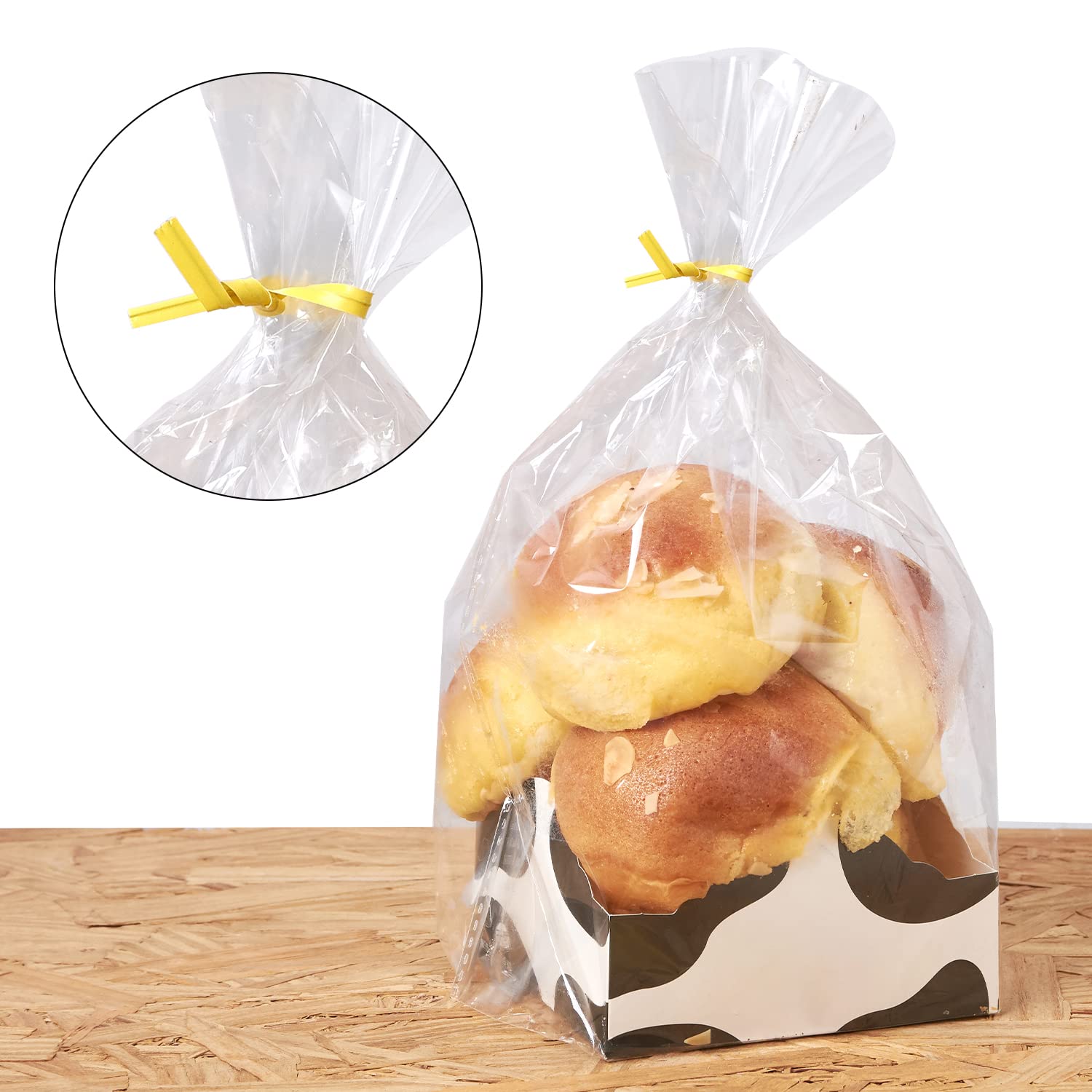 500 Pcs 5'' Yellow Paper Twist Ties, For Party Cello Candy Bread Coffee Bags Cake Pops