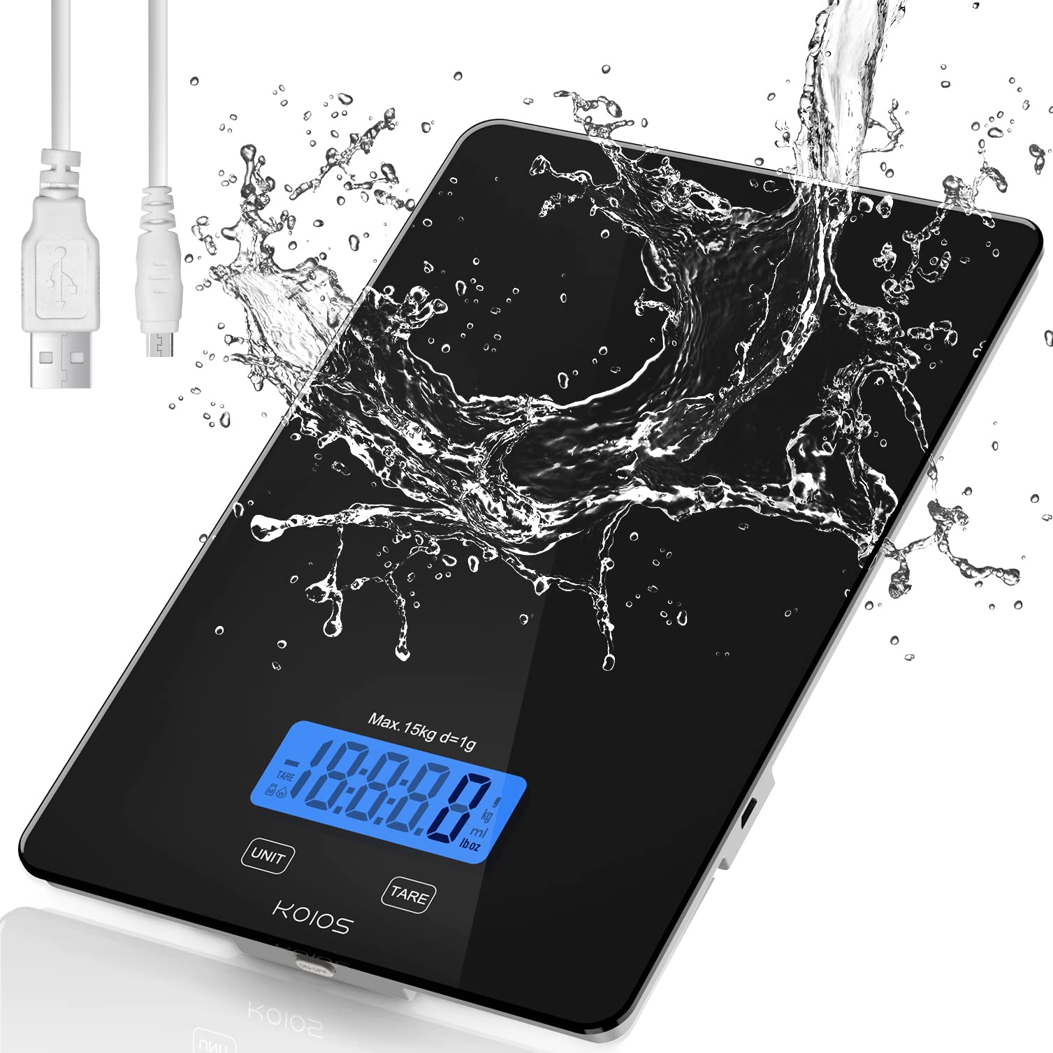 Koios Food Scale, 33Lb/15Kg Digital Kitchen Scale For Food Ounces Grams Cooking Baking, 1G/0.1Oz Precise Graduation, Waterproof