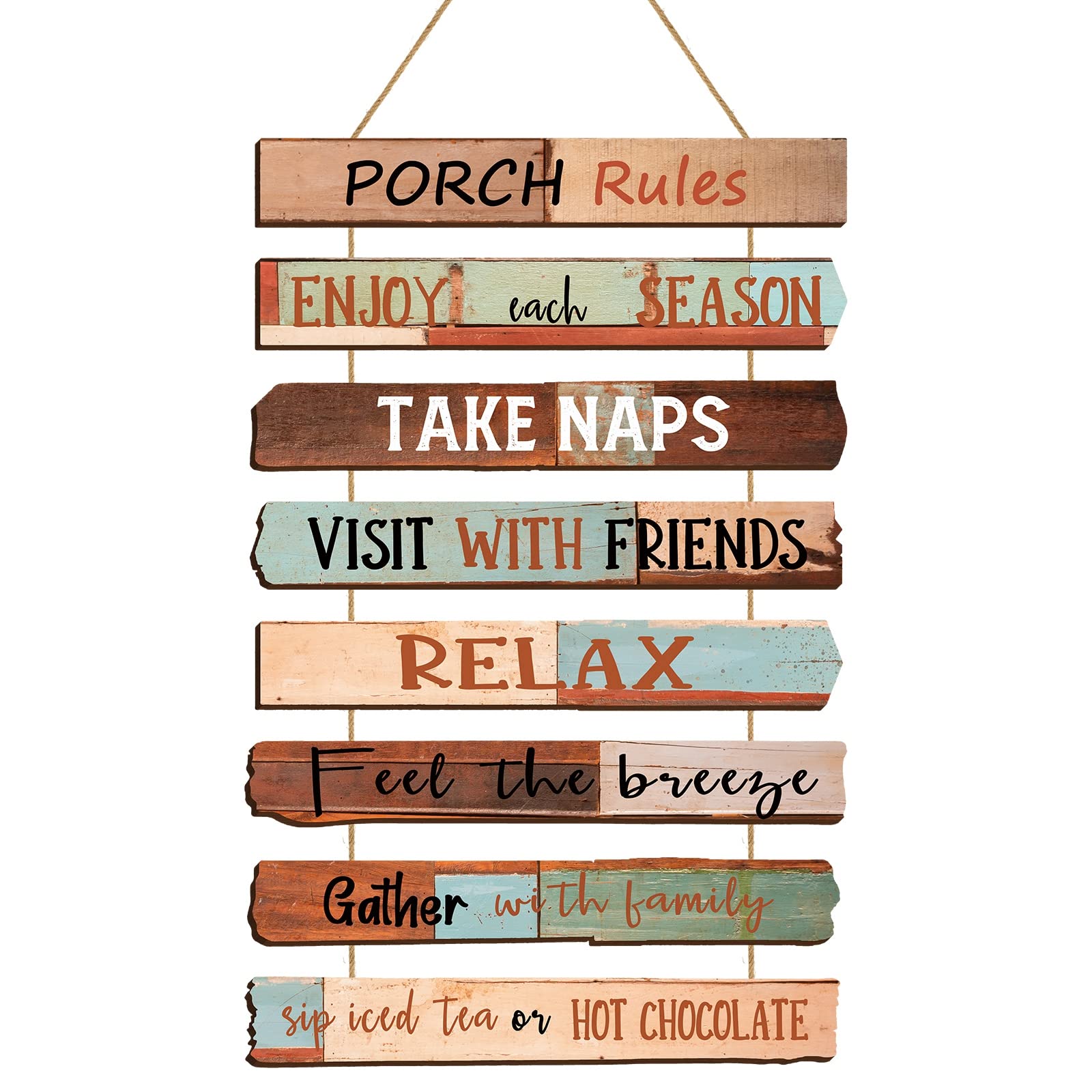 Porch Rules Sign Outdoor Wood Plaque Porch Signs Wall Art Porch Rule Wall Decor Relax Take Naps Quotes Rustic Vintage Wooden Han