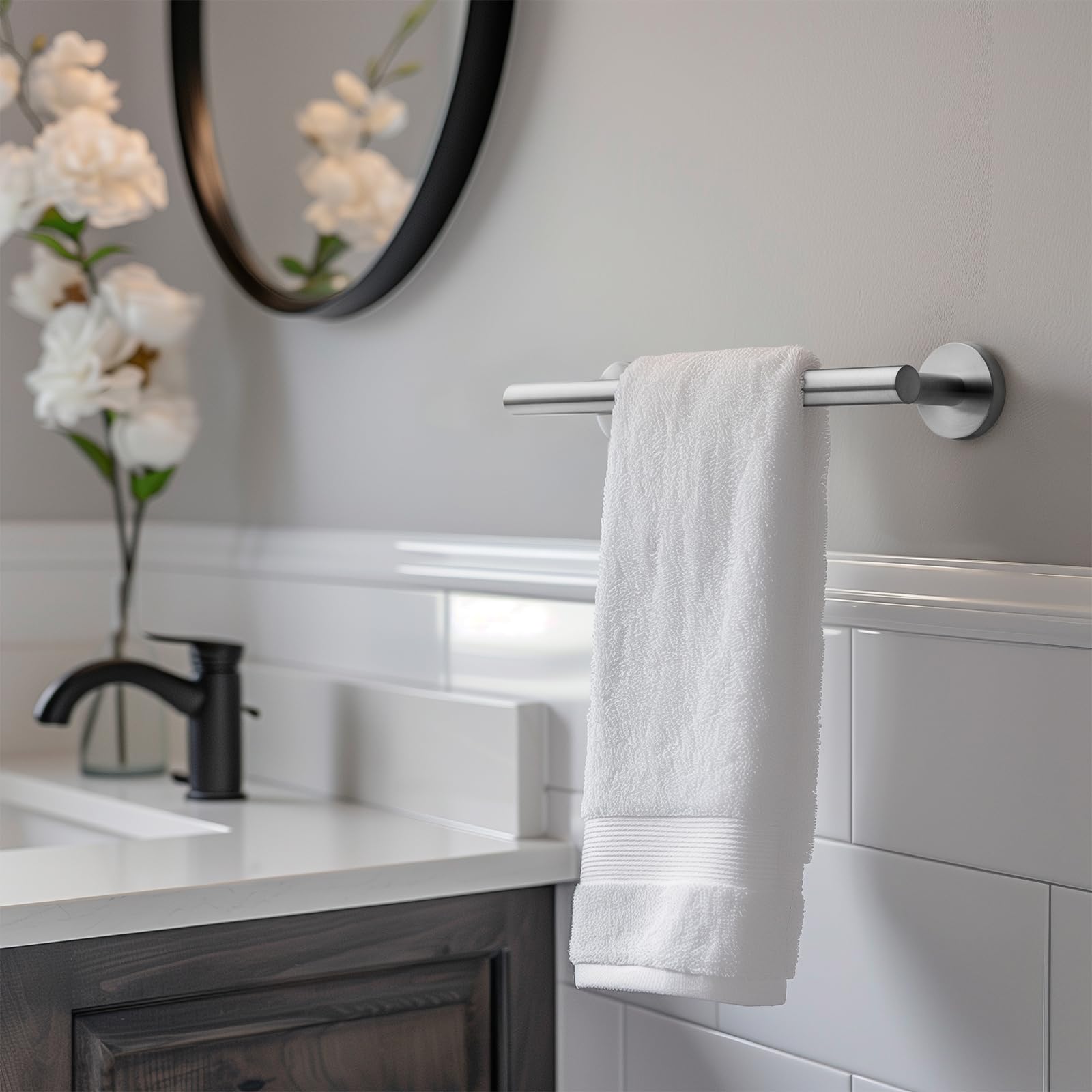 Towel Bar 12 Inch Brushed Nickel Towel Rack Wall Mounted Thick Stainless Steel Shower Towel Rack For Bathroom