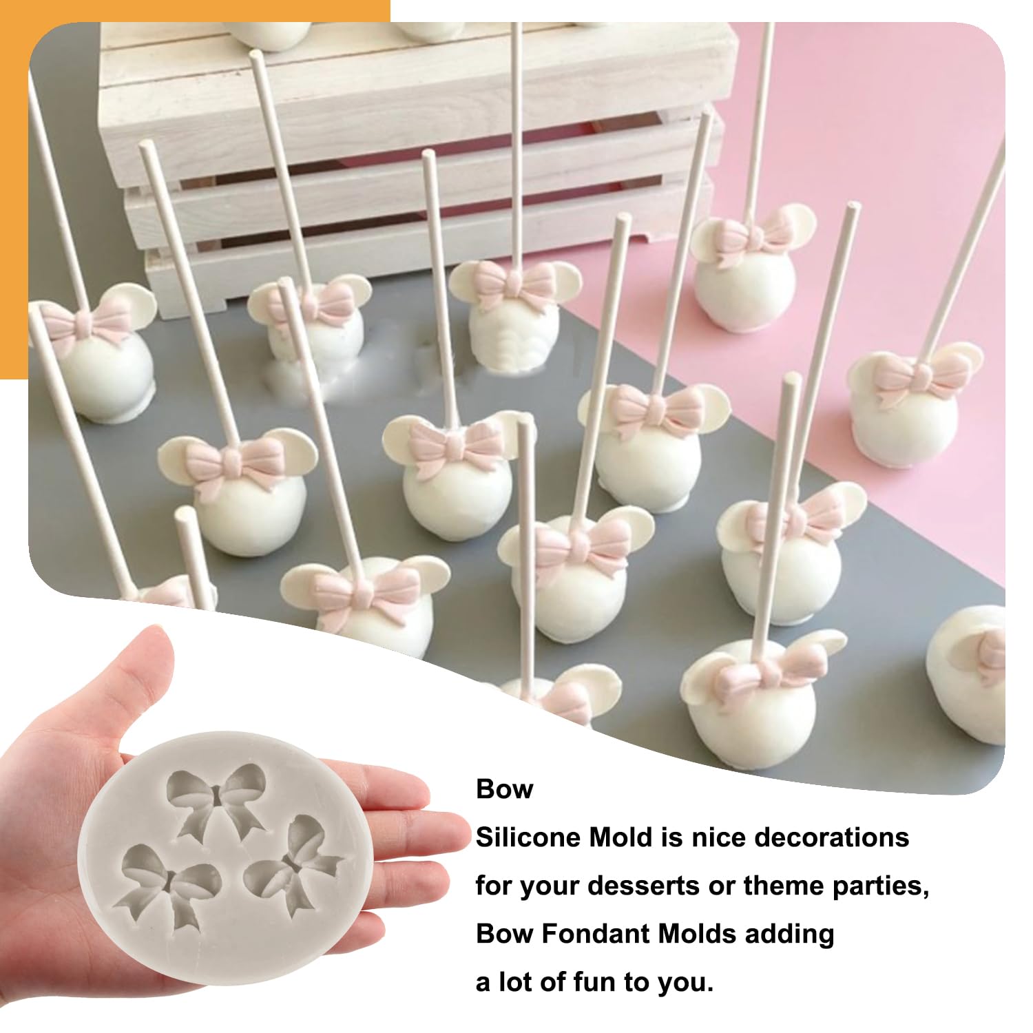 Sijiangmold Mini Bow Silicone Fondant Mold Bowknot Fondant Chocolate Candy Molds For Cake Decorating Cupcake Topper Candy Chocol