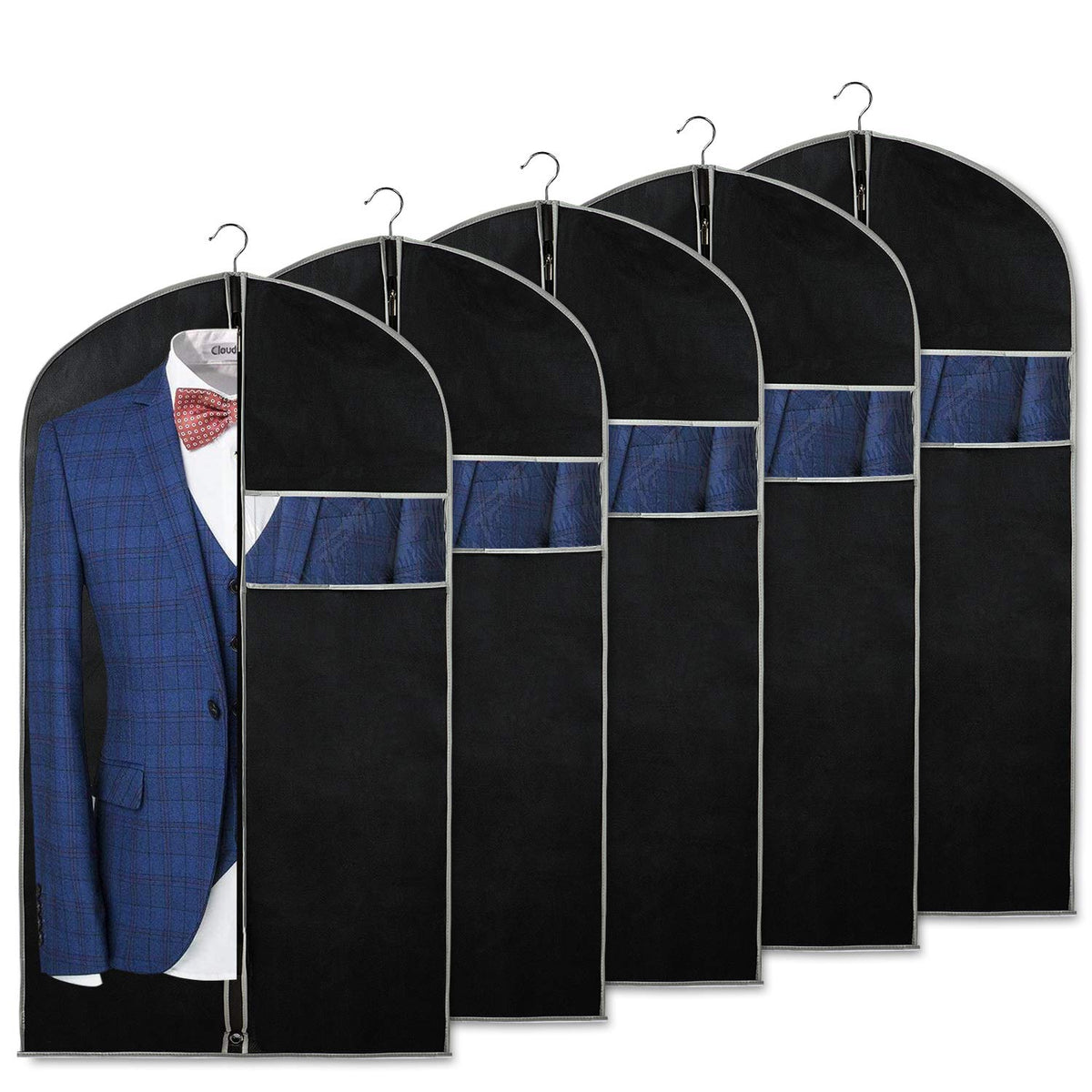 Syeeiex 40'' Garment Bag, Set Of 5 Suit Bag, Garment Bags For Hanging Clothes, Suit Covers Bags For Men Or Women, Dress Bags For