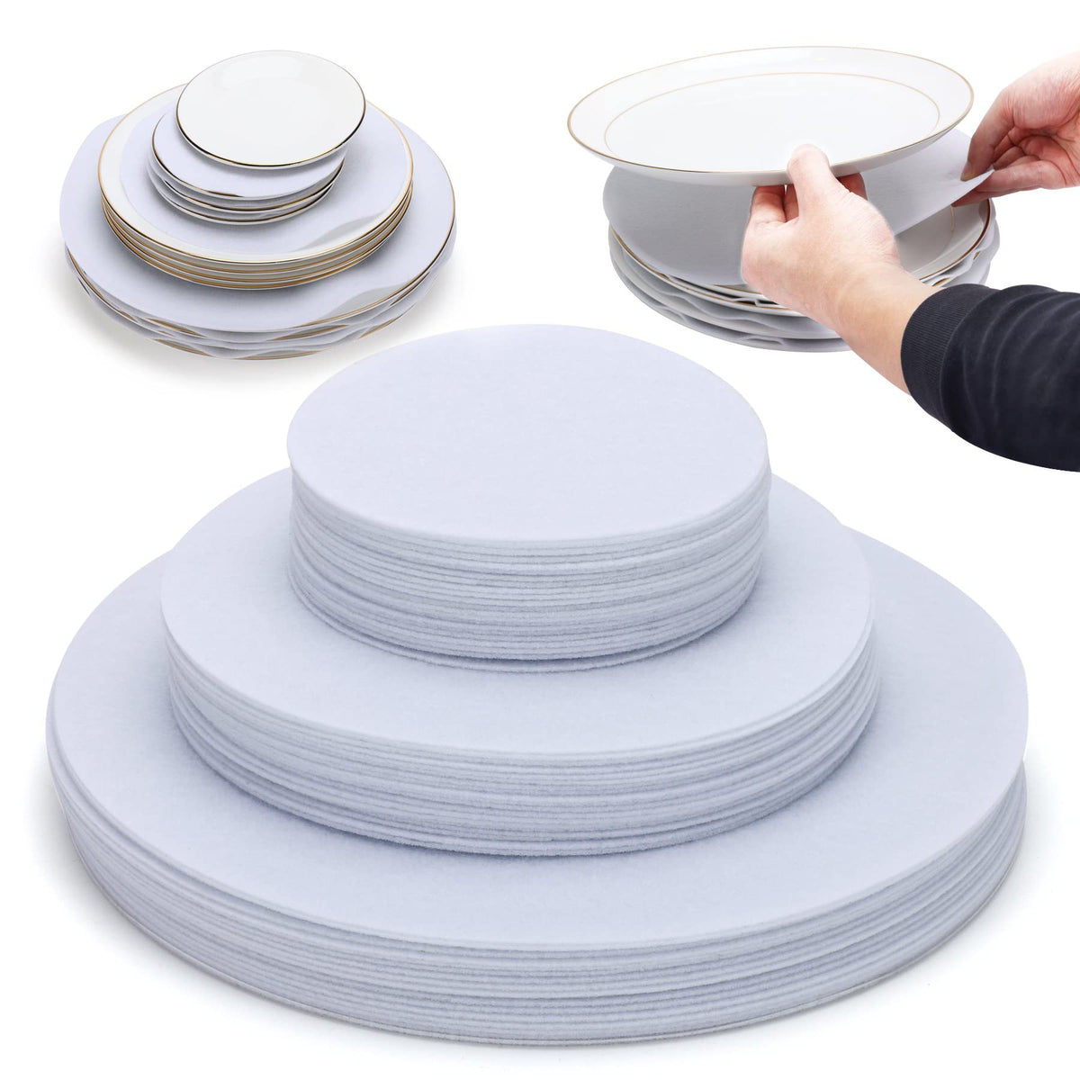 Imncya Plate Separators Storage, Set Of 60 And 3 Different Size, Thick And Premium Soft Felt Plate Dividers For China/Dish/Coffe