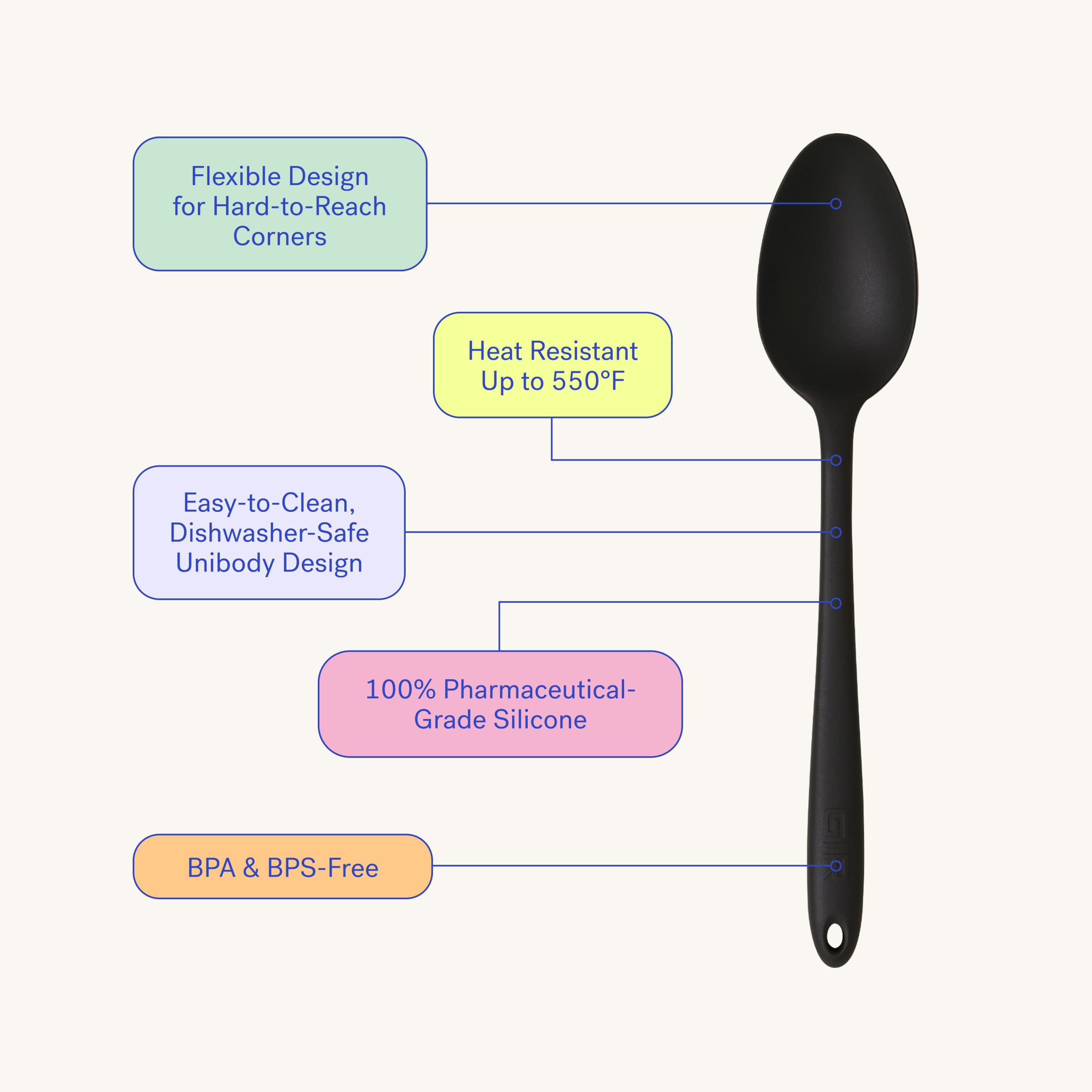 Gir: Get It Right | Heat-Resistant Up To 550  F | Seamless, Nonstick Perforated Kitchen Spoons For Mixing, Cooking, And Stirring