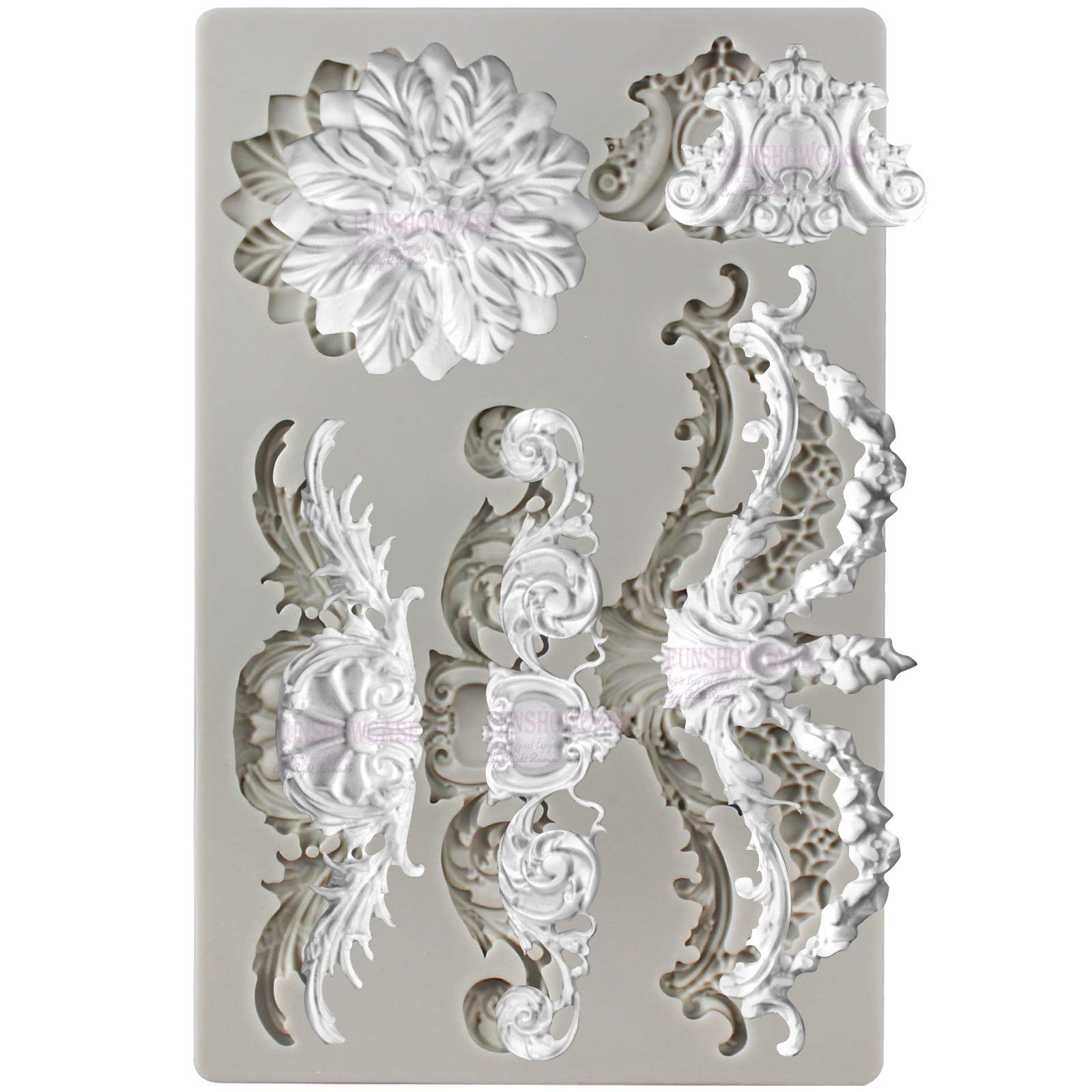 Baroque Style Ornament Curlicues Silicone Molds 3-Count Cherub Birdbath Scrollworks Art Deco Inspired Lace