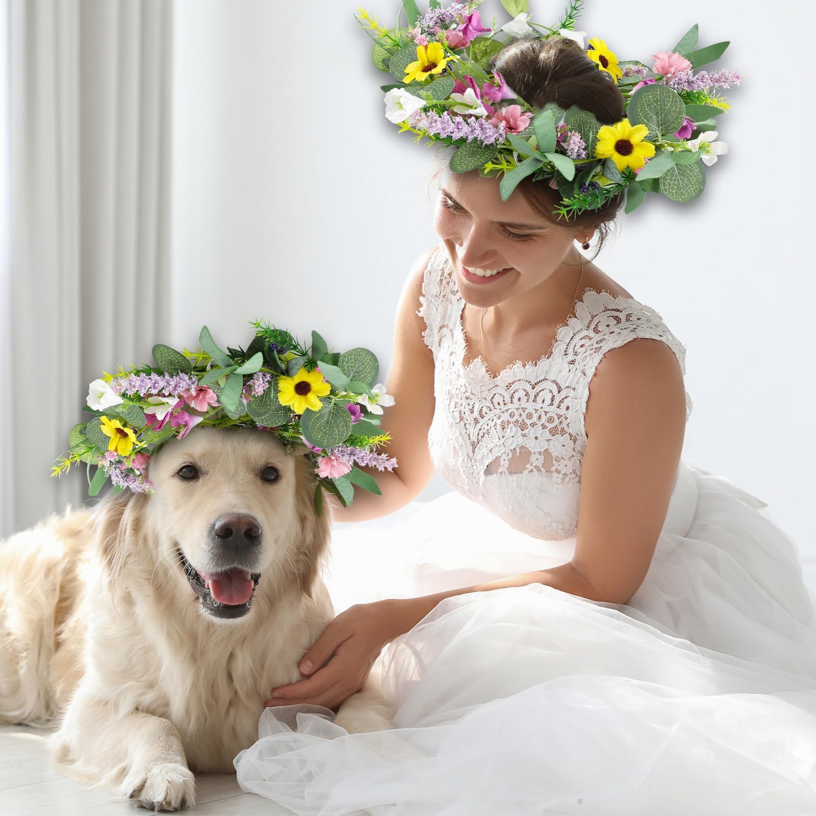 12 Pcs Spring Summer Artificial Flowered Wreath Mini Floral Wedding Candle Rings Wreaths Pillar Candle Holder for Wedding Spring