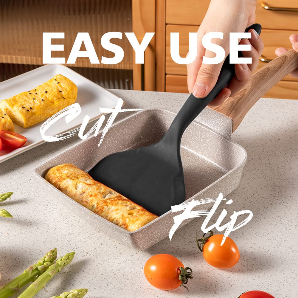 Silicone Tamagoyaki Spatula Japanese Omelette Spatula Wide Silicone Pancake Spatula Nonstick Heat-Resistant Pancake Shovel For E