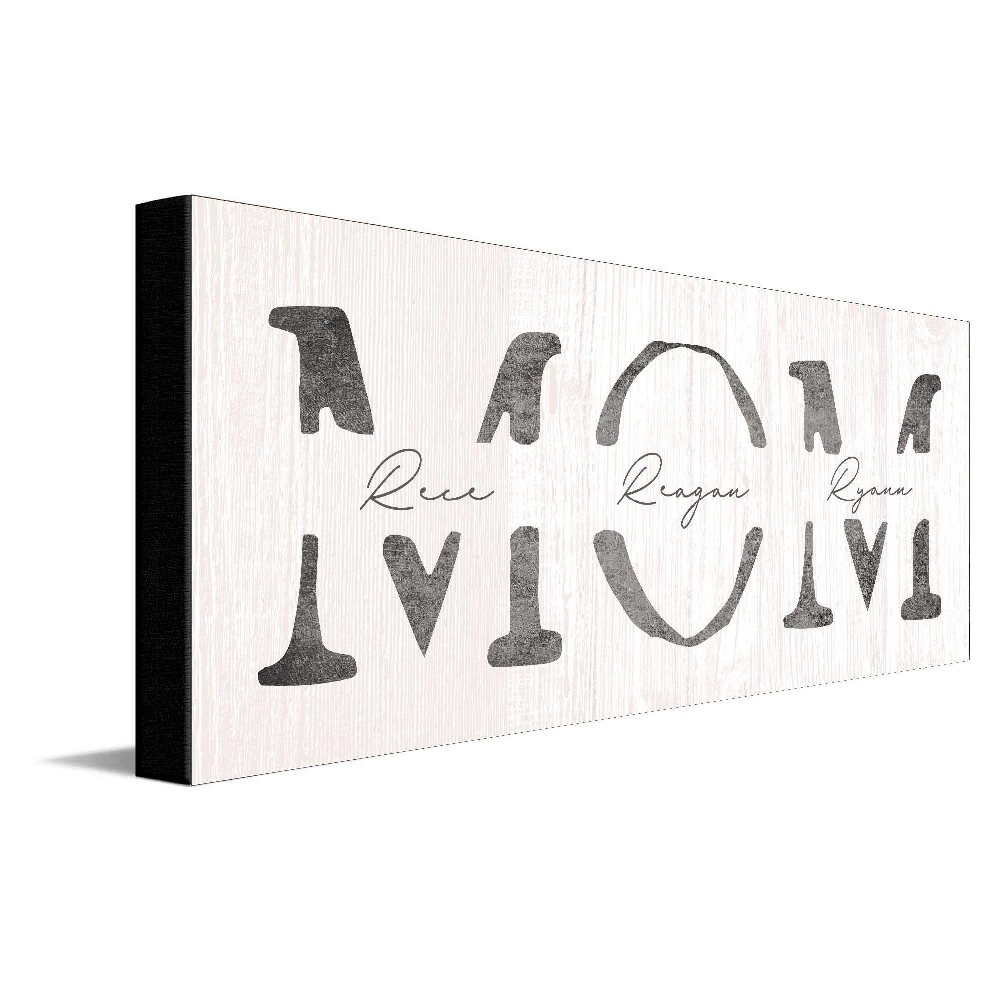 Mom & Children - Personalized Mother'S Day Gift Sign (9.5''X26'' Block Mount)