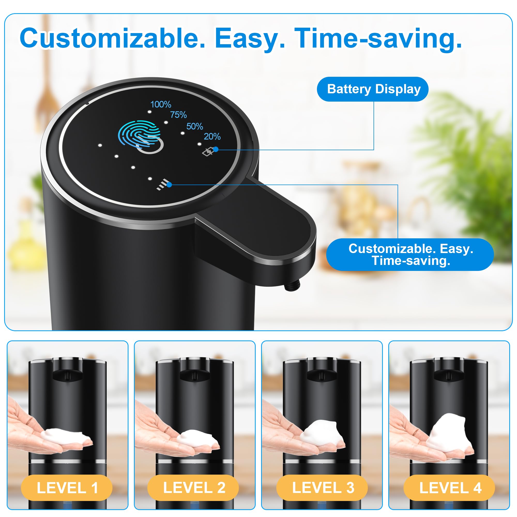 Automatic Foaming Soap Dispenser Foaming Hand Sanitizer Touchless Soap Dispenser Rechargeable With Sensor For Bathroom Kitchen 1