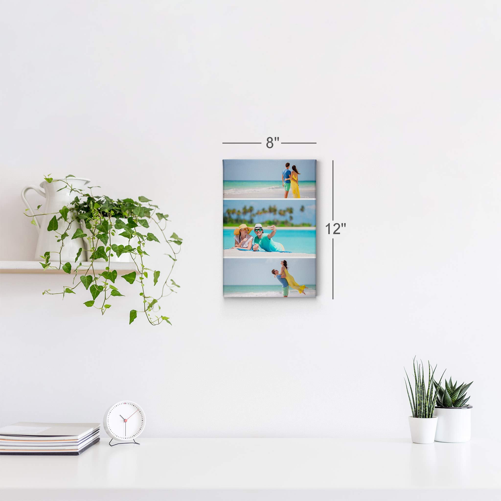 Smile Art Design Personalized Photo Upload 3 Images Collage Picture Frame Custom Photo Print Canvas Print With Your Photos Perso