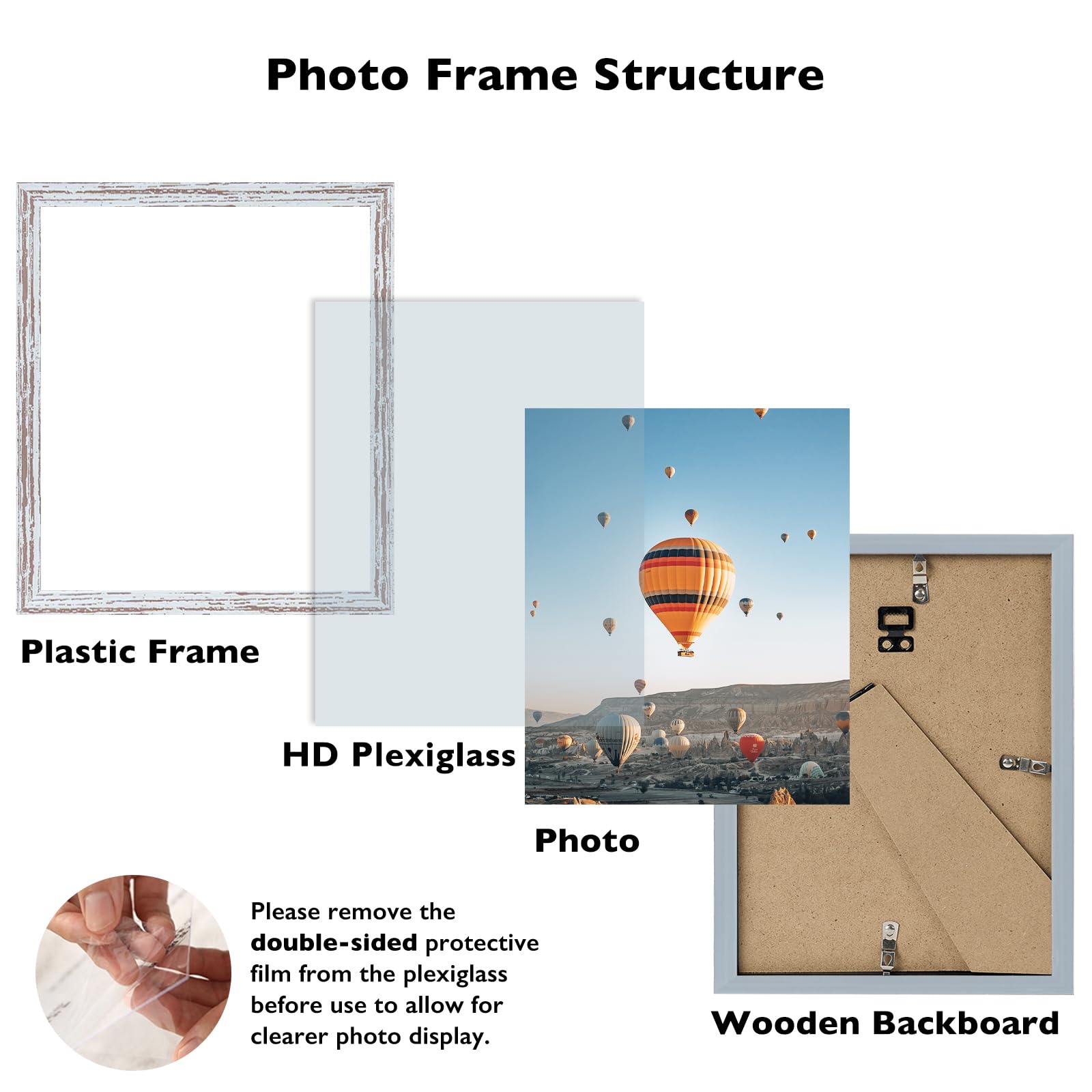 JCJMY 10x12 Picture Frame Rustic White for Wall Hanging, Wall Mounting Horizontally or Vertically, 10 x 12 Wall Gallery Poster P