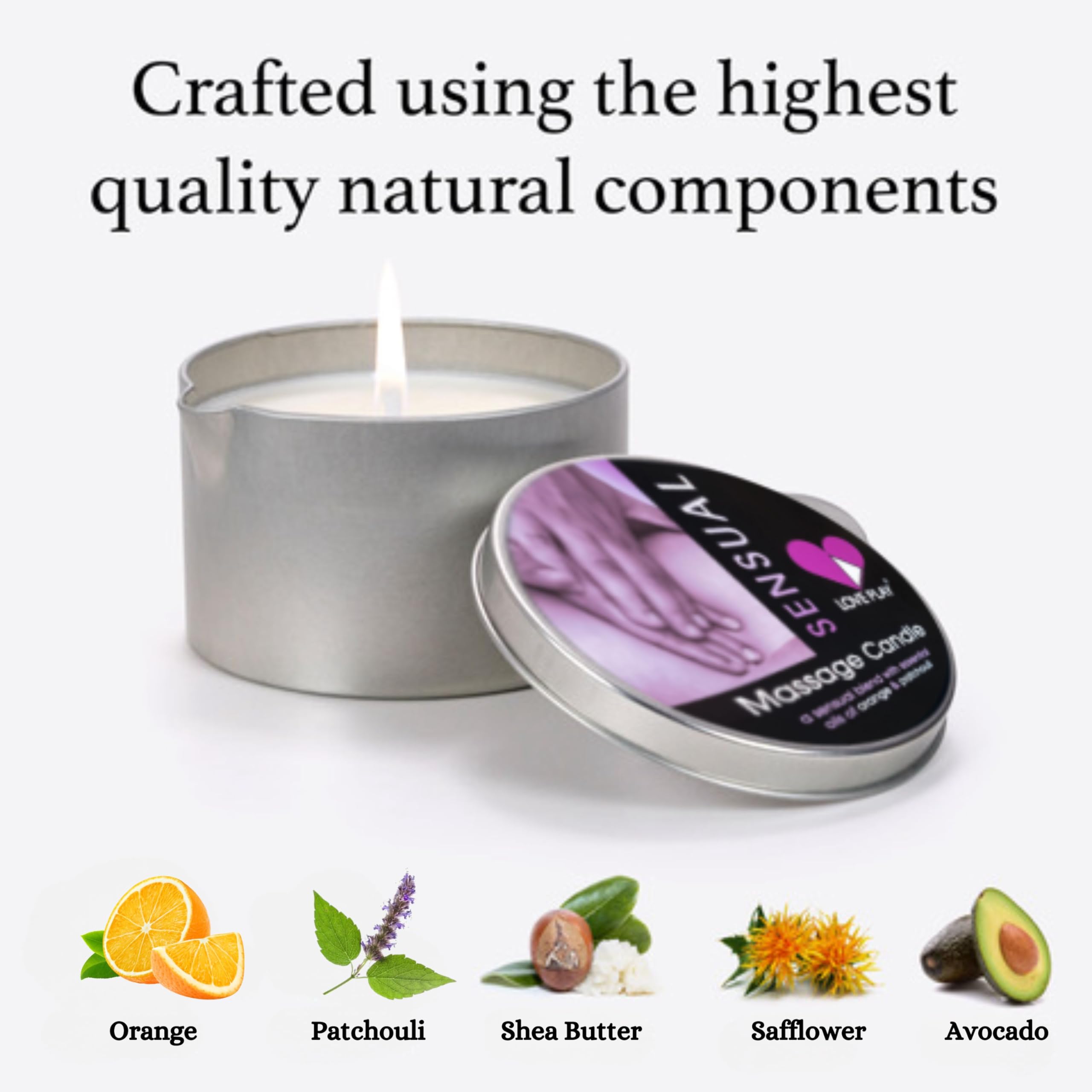 LOVE PLAY Sensual Massage Candle - Moisturizing Body Oil Candle for Couples and Home Spa - Luxurious Skin Care Body Massage Oils