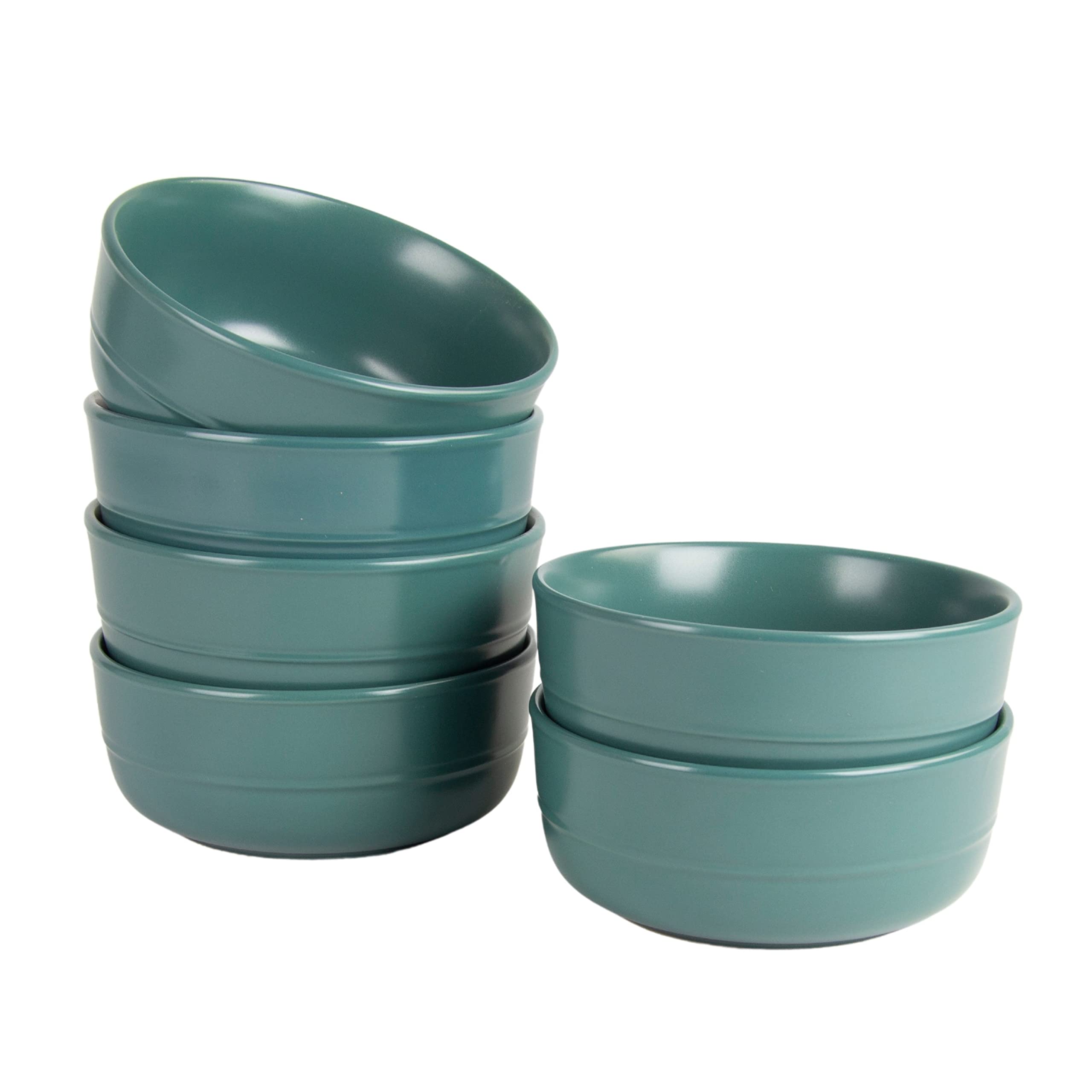 Double Line 6.25''/24 Oz Cereal Bowl, Set Of 6, Emerald Green