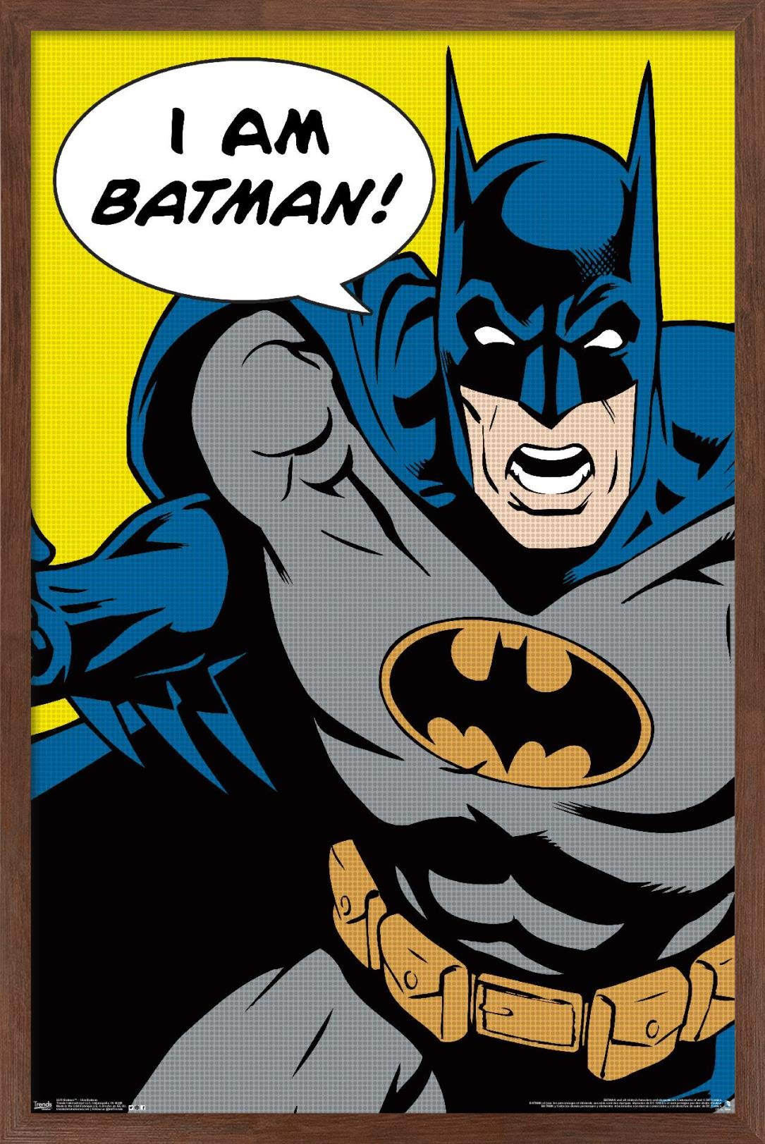 Trends International Dc Comics - Batman - I Am Batman Wall Poster, 22.375'' X 34'', Mahogany Framed Version