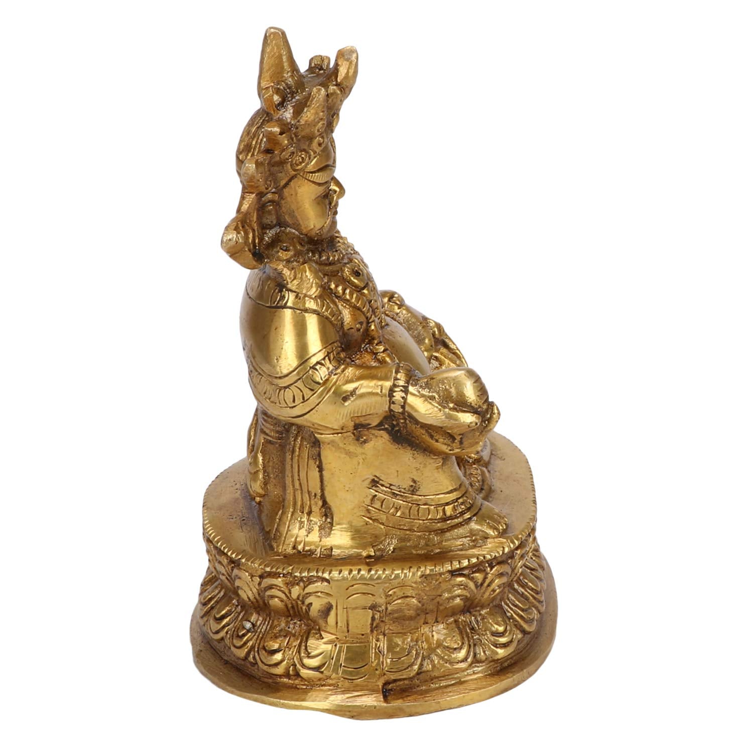 Kartique Brass Idol Lord Kuber Kuvera Wealth God Kubera Statue Murti for Prosperity Money Home D  cor Locker Safe Tijori - 4 x 6