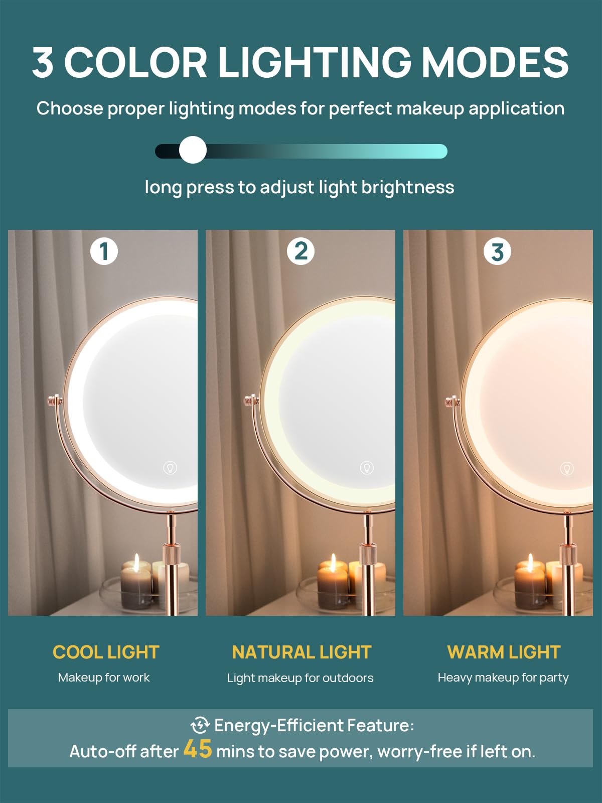 Omiro 8.5 Inches Lighted Makeup Mirror With 3X/10X Magnifications, Double Sided Swivel Vanity Mirror With Height-Adjustable Stan