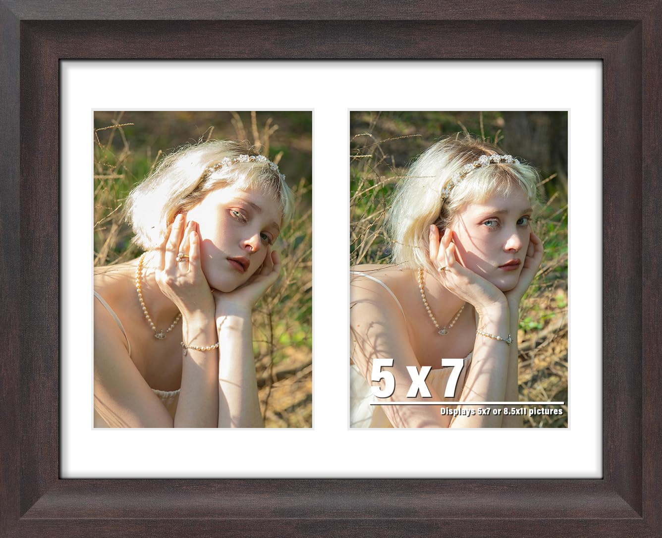 DUENPY 8.5x11 Picture Frame 5x7 Collage Picture Frame Displays Double 5x7 inch Photos or 8.5x11 Certificate (Without Mat) Wall D