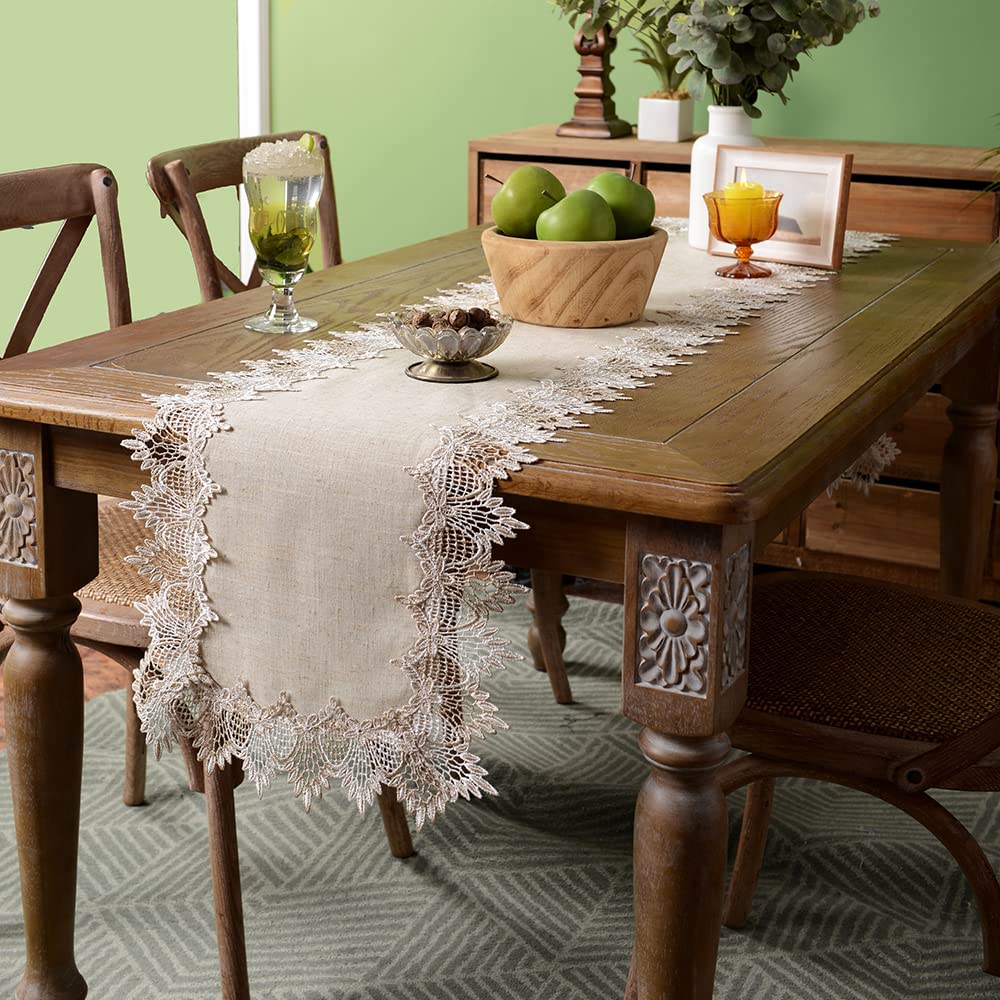 Artable Grey Table Runner Coffee Farmhouse Rustic Macrame Dresser Scarf Lace Small Table Runners For Kitchen Home Outdoor Picnic