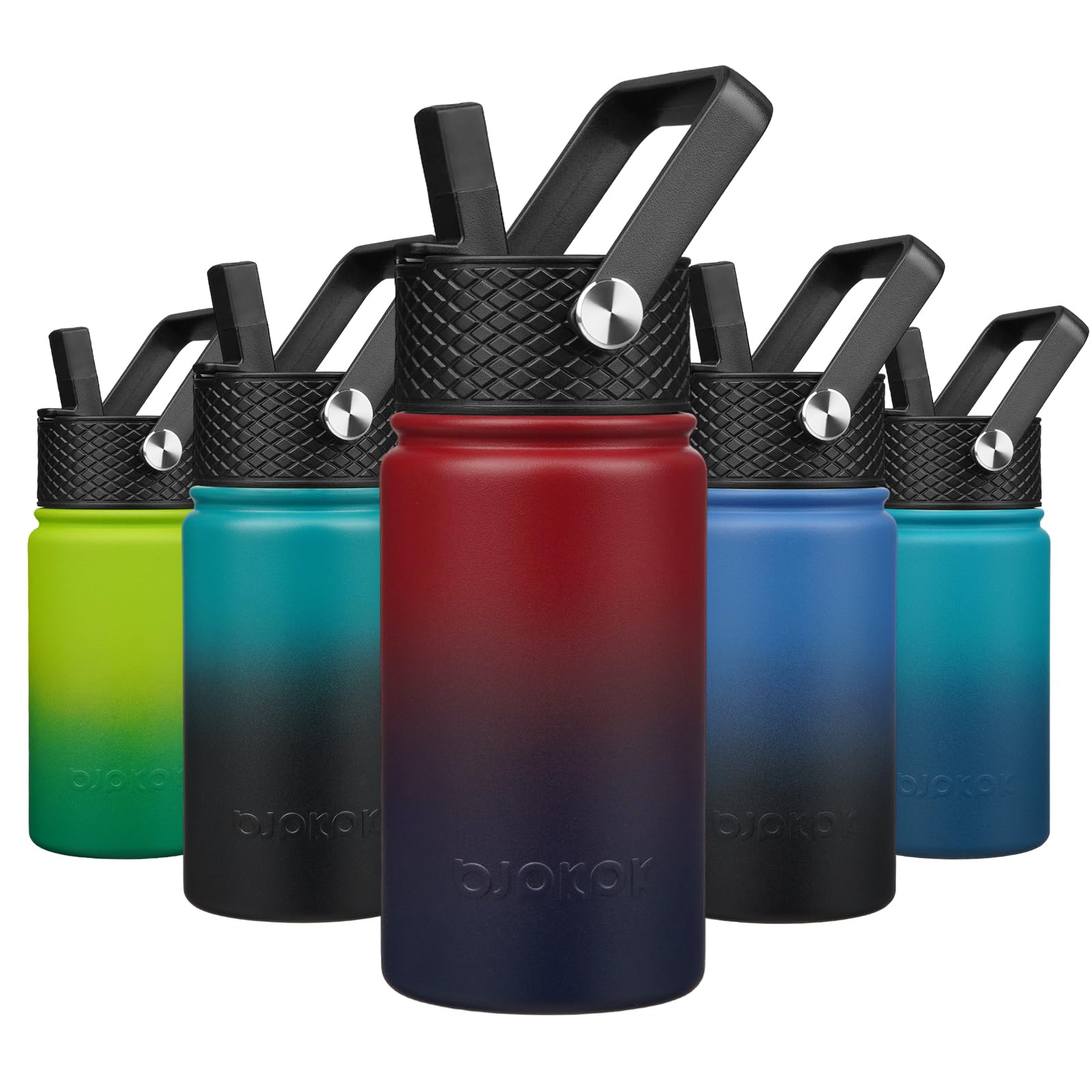 BJPKPK Insulated Water Bottle with Straw Lid, 15oz Cute Water Bottles, Stainless Steel Metal Thermo, Reusable BPA Free Leak Proo