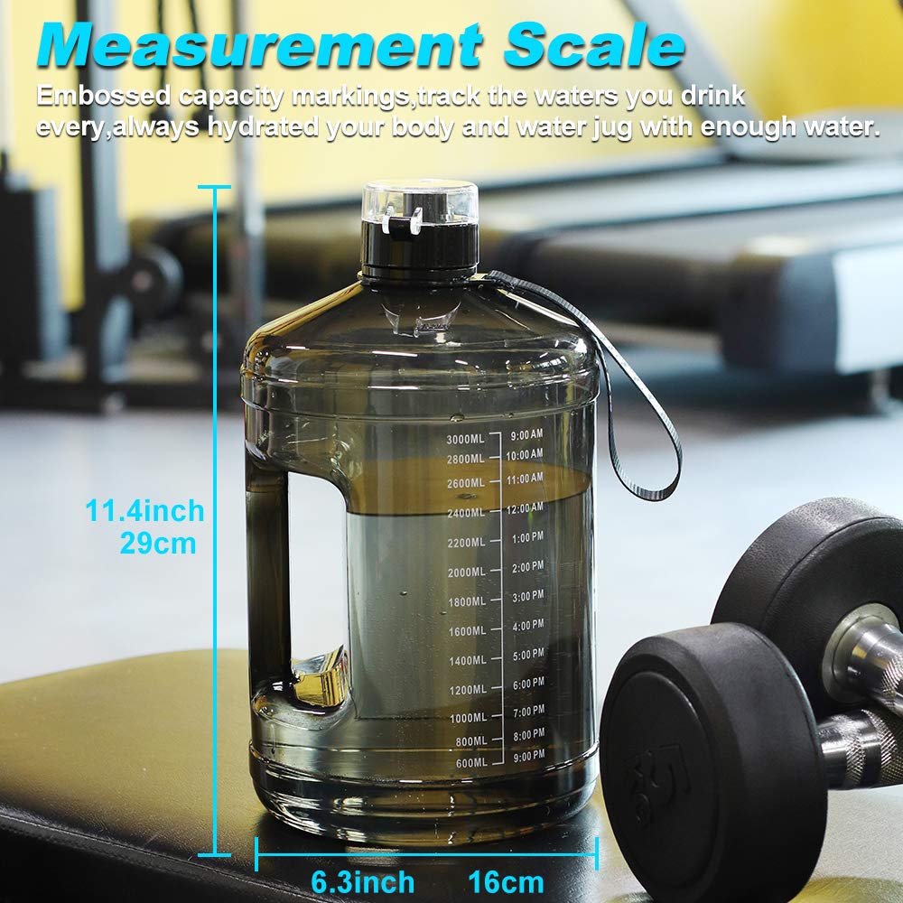 Sluxke 1 Gallon Water Bottle Portable Water Jug Fitness Sports Daily Water Bottle With Motivational Time Marker,Leak-Proof, Wide