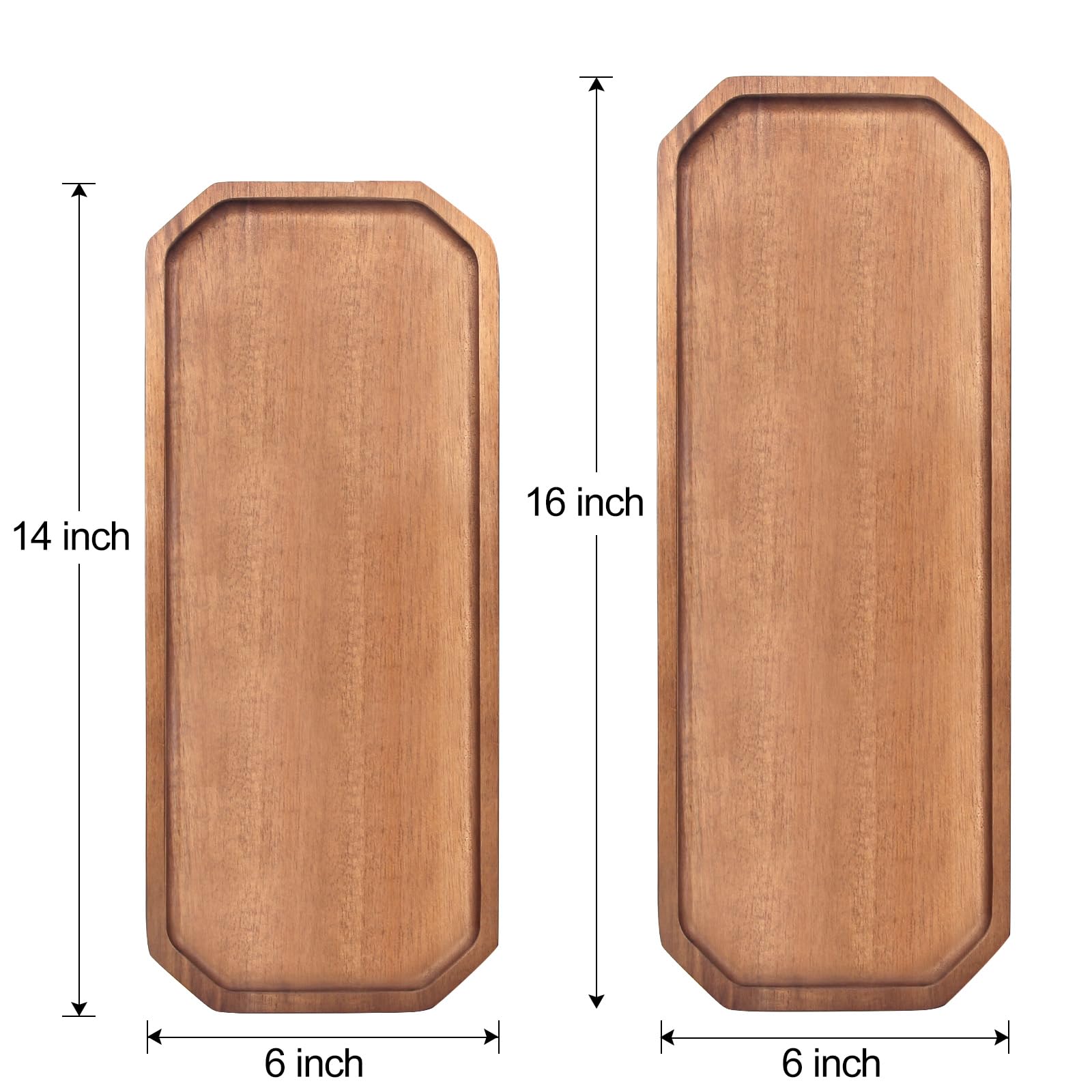 Set Of 2 Wooden Serving Platters Food Tray Charcuterie Boards Large Acacia Wood Trays For Kitchen Counter Wood Charcuterie Platt