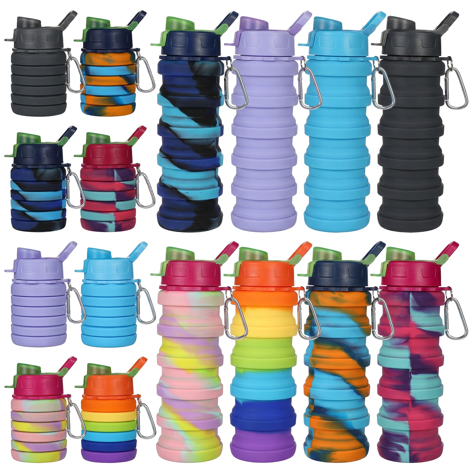 KongTiva 8 Pcs Collapsibles Water Bottles, 16 oz Portable Foldable