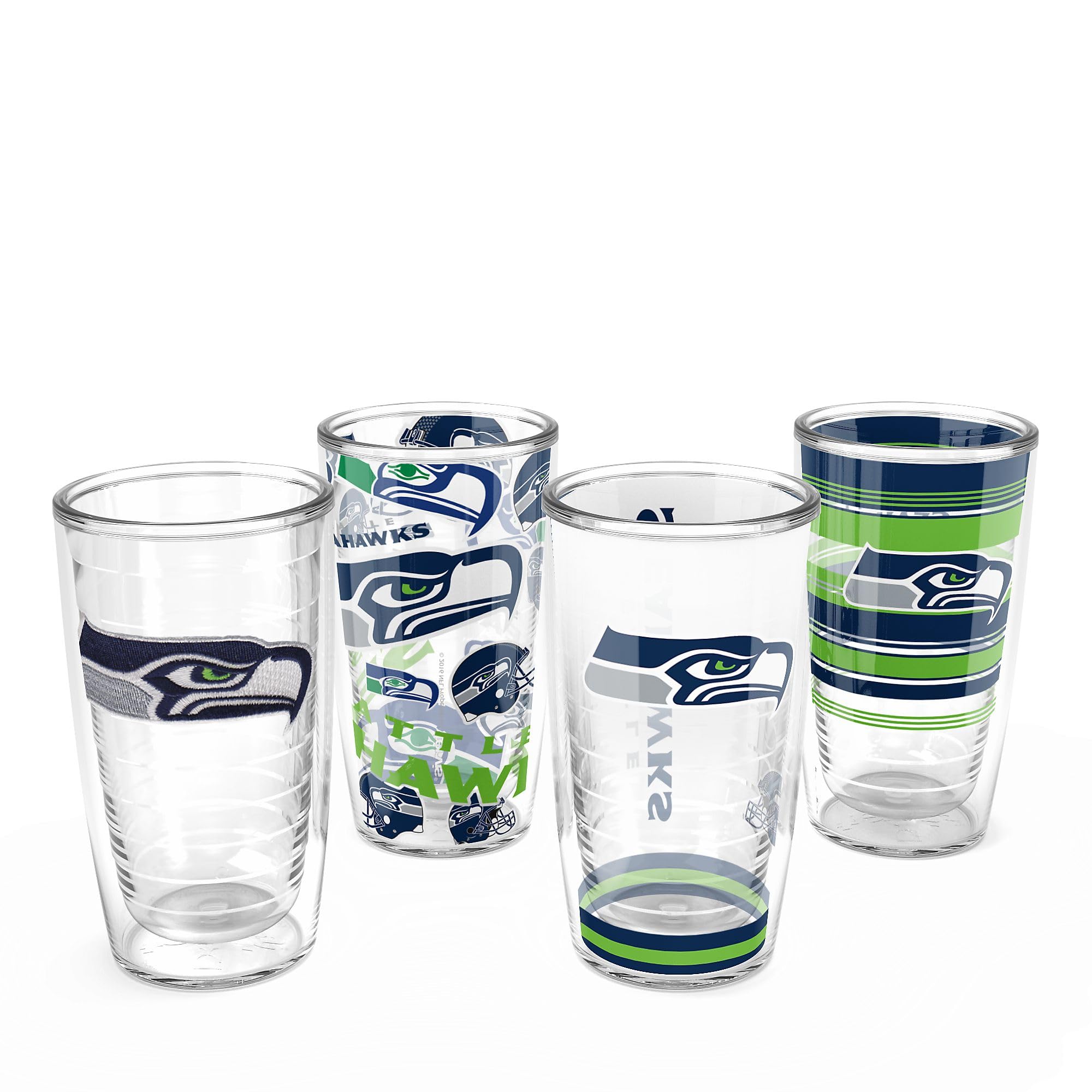 Tervis Classic Tritan 16oz Classic Tumbler, Set of 4 | NFL Seattle Seahawks - Assorted | Made in America, BPA/PFAS Free, Keeps D